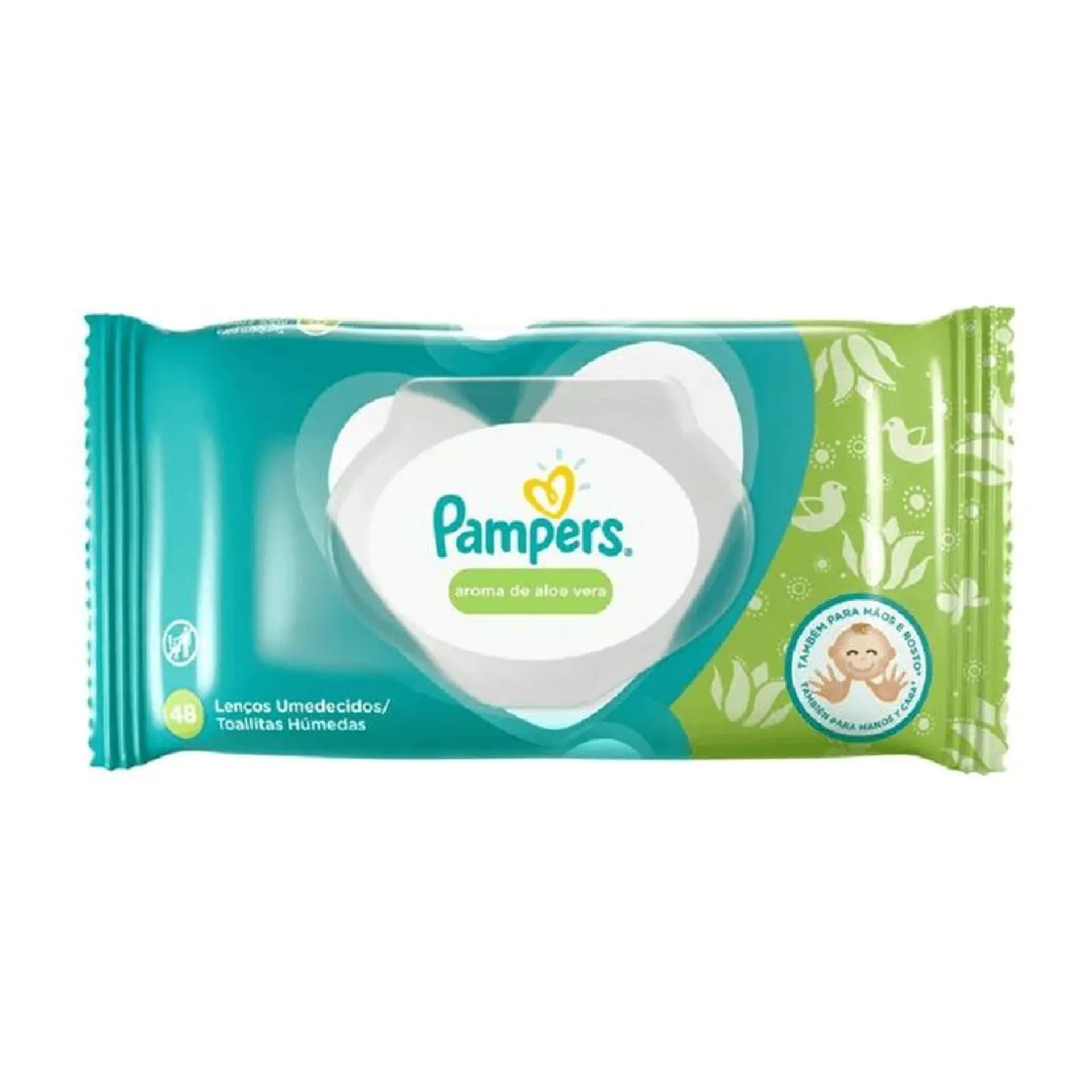 Lenço umedecido Aloe Vera Pampers Regular com 48 unidades