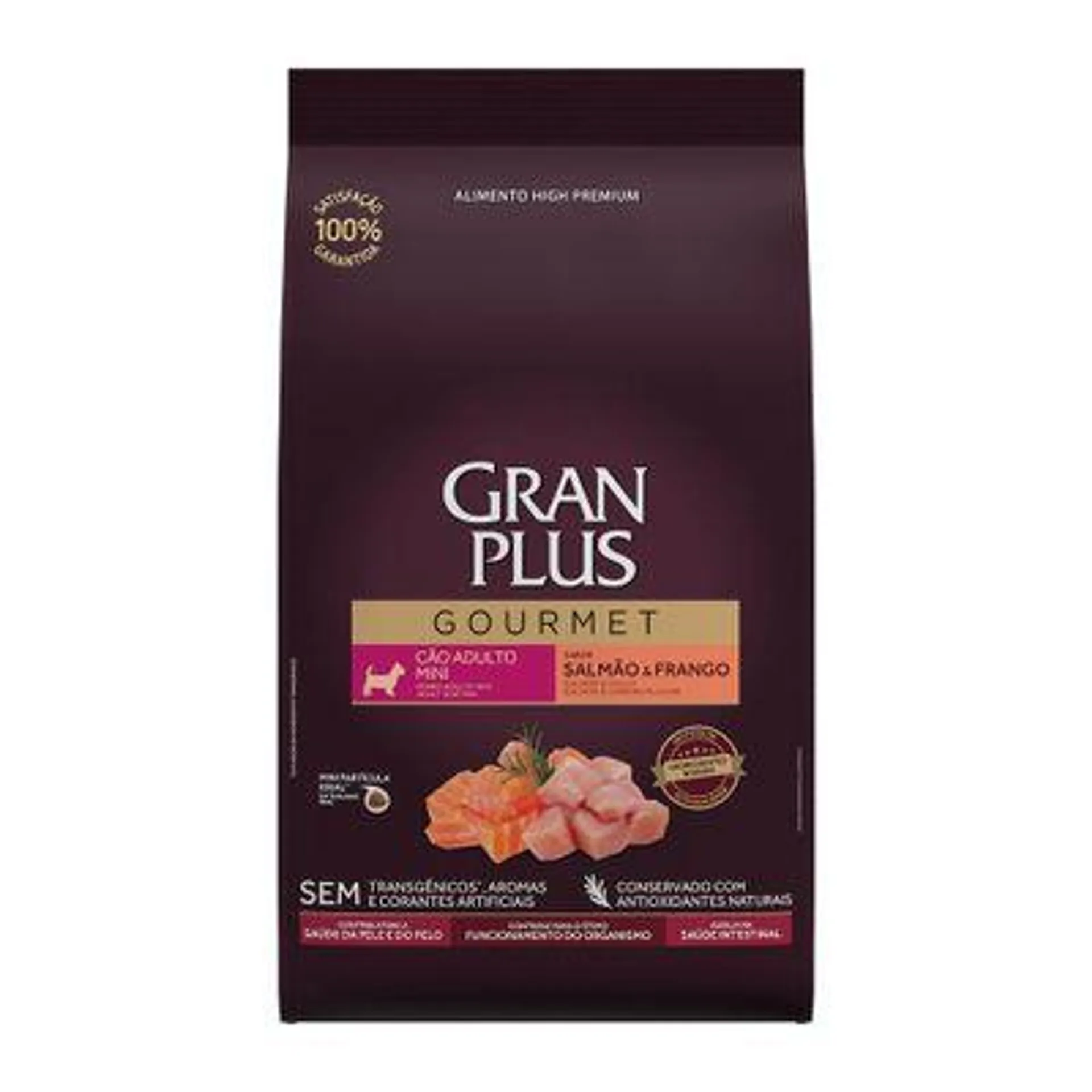 Ração GranPlus Gourmet Cães Adultos Mini Salmão e Frango 1kg