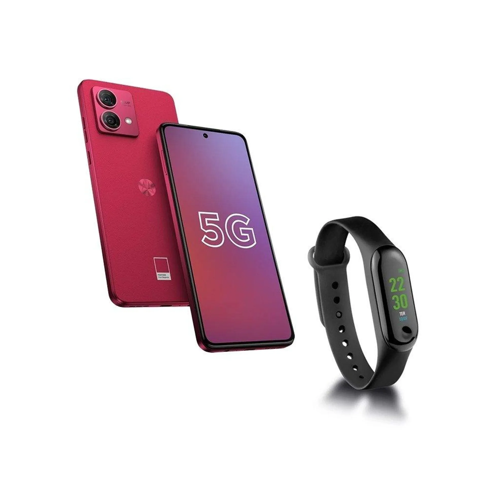Smartphone Motorola Moto G84 5G Tela 6.55" 256GB Câmera 50MP+8MP Viva Magenta + Smartband Átrio Toquio 1" Preto