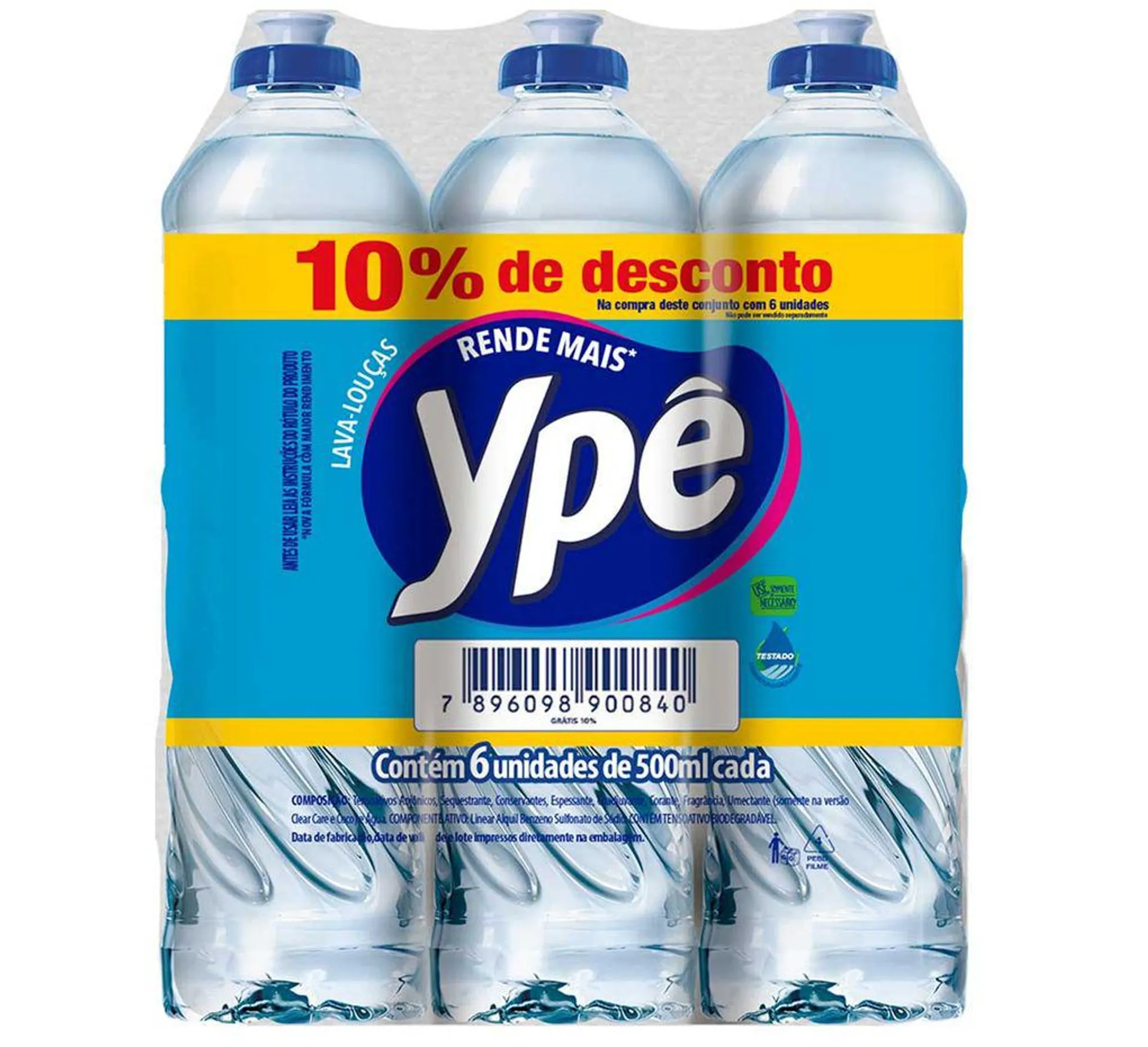Lava-Louças Ypê Clear 6 Unidades 10% de Desconto