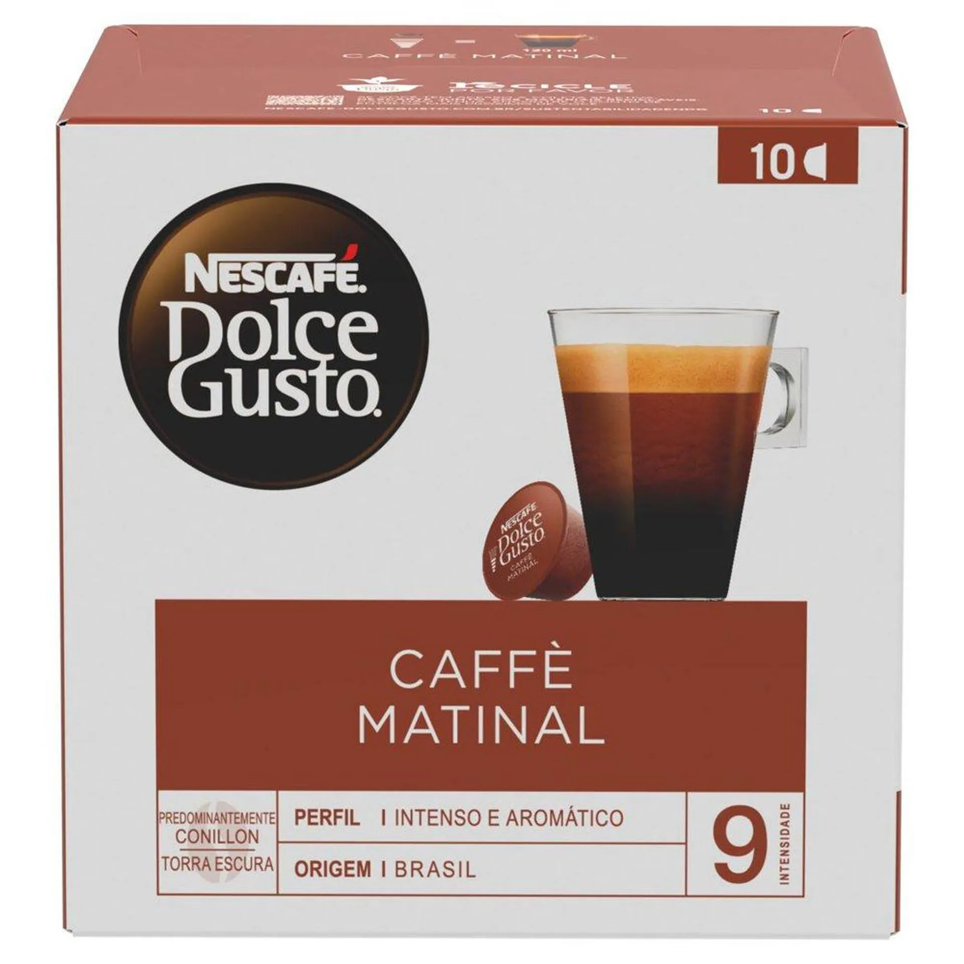 Café em Cápsula Nescafé Dolce Gusto Torrado e Moído Caffé Matinal Caixa 80g c/ 10 Unid de 8g Cada