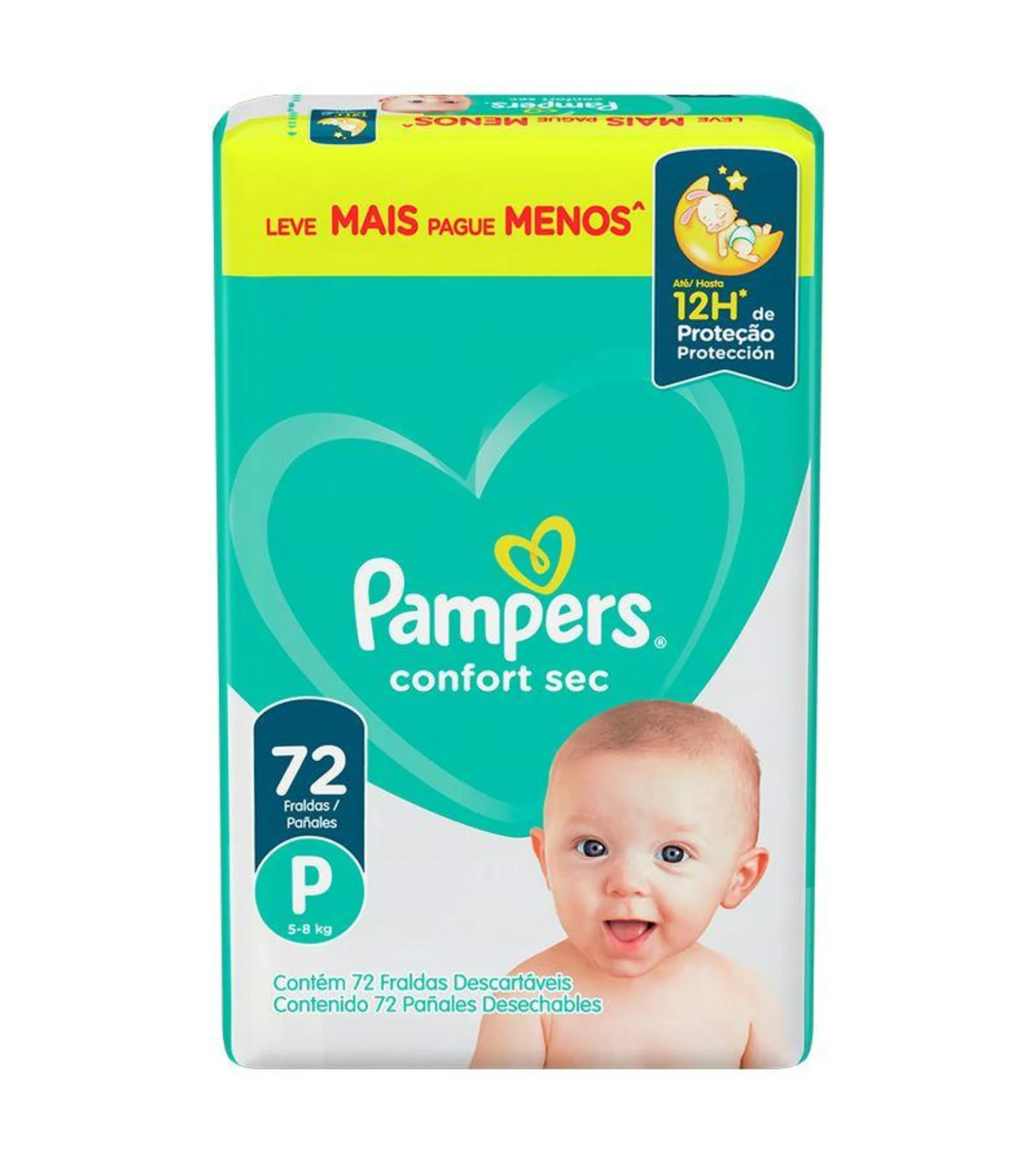 Fralda Pampers Confort Sec Tamanho P Super Com 72 Unidades Fortebag