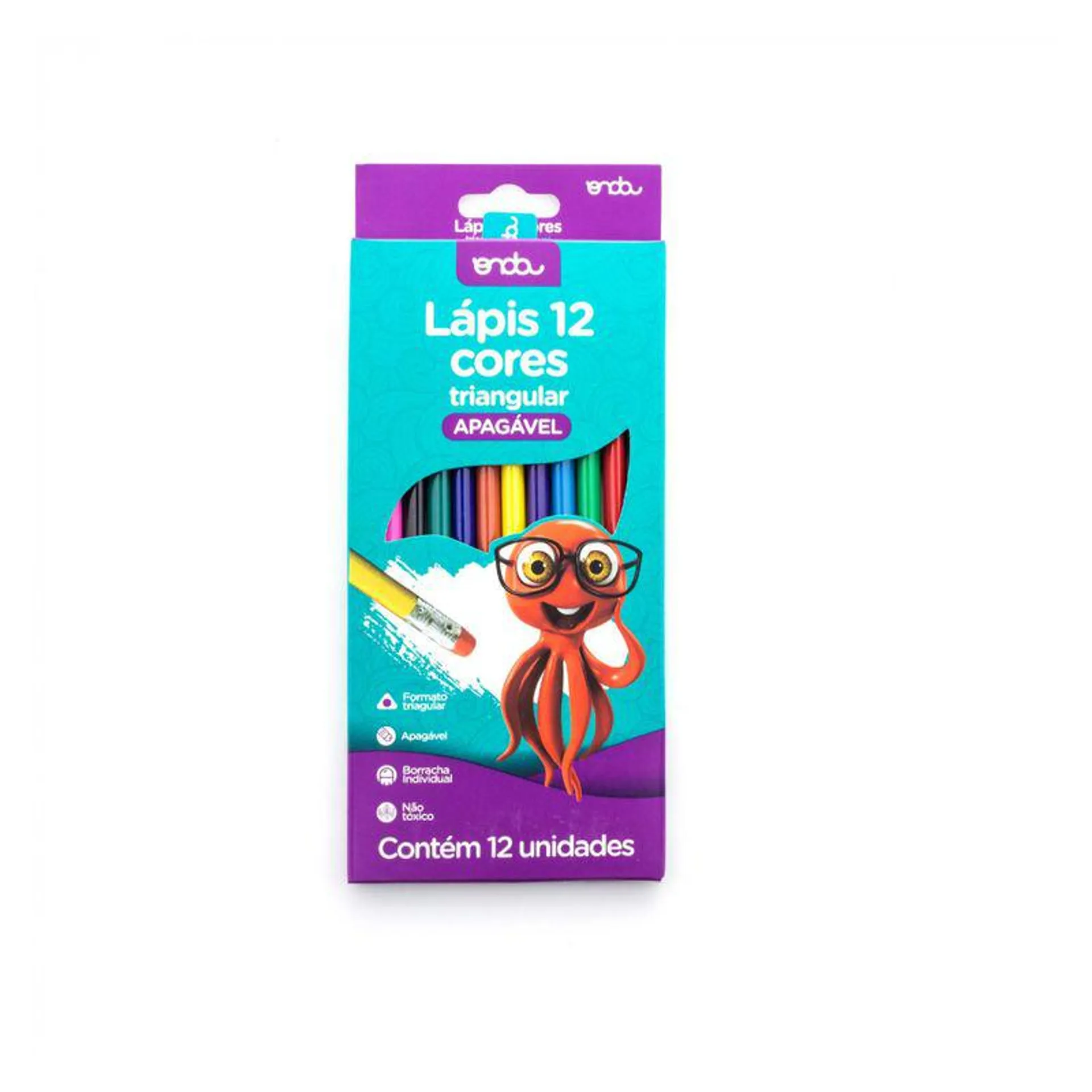 Lápis 12 Cores Triangular Apagável - Onda