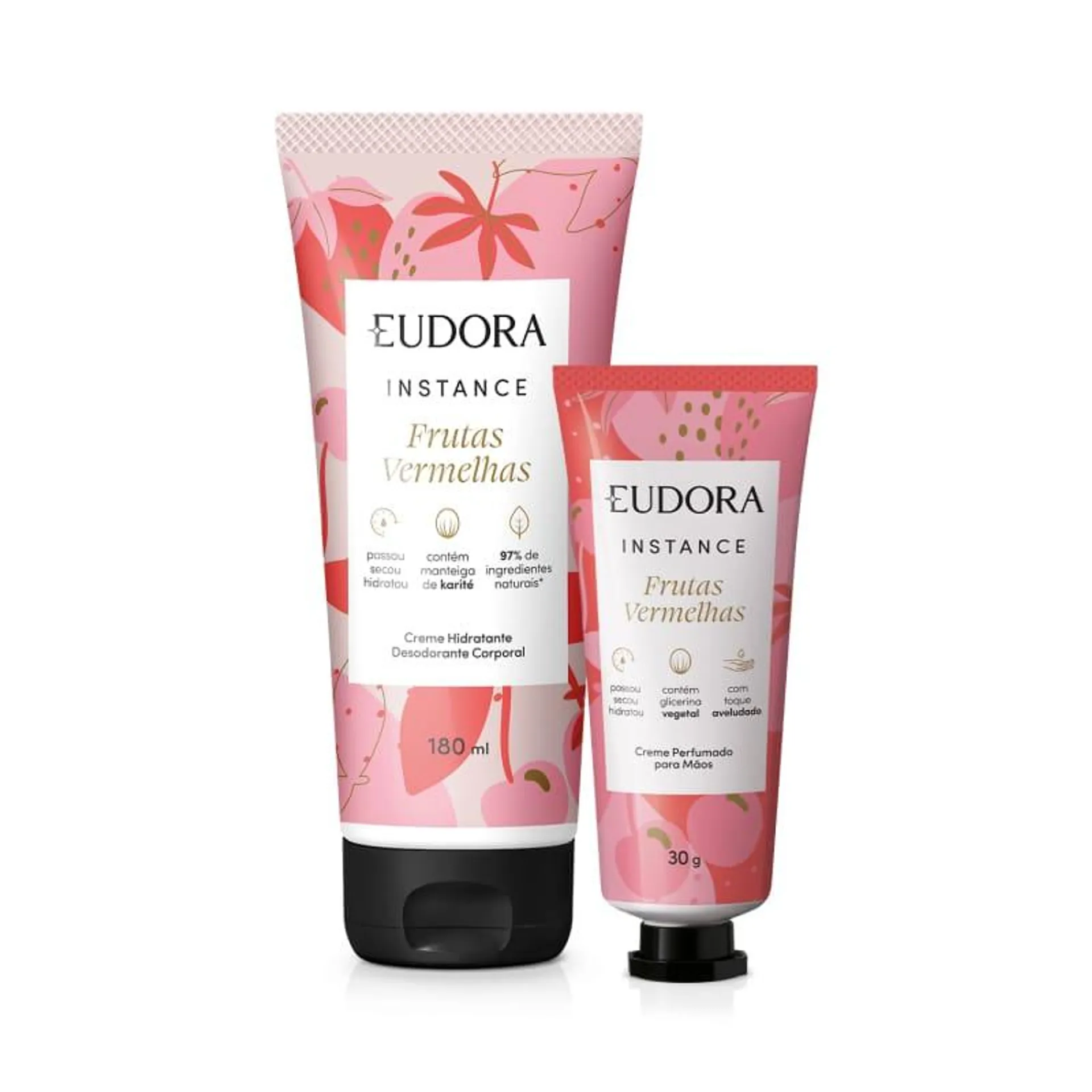 Combo Instance Frutas Vermelhas: Loção Corporal 180ml + Creme de Mãos 30g