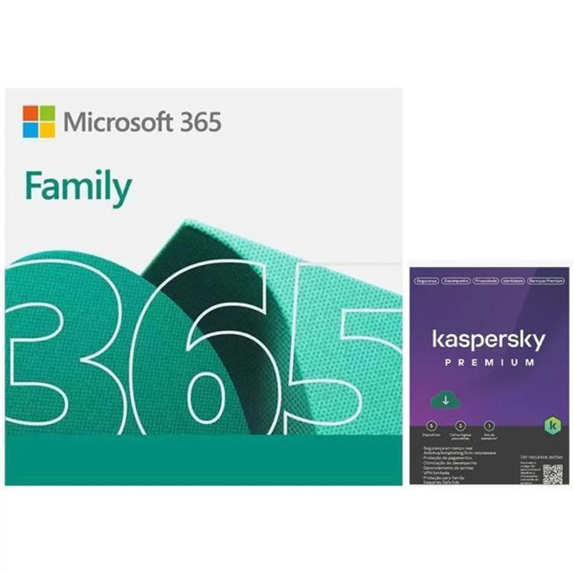 Microsoft 365 Family 1 licença para até 6 usuários Assinatura 15 meses e Kaspersky Antivírus Premium para 5 dispositivos Licença 12 meses - Digital para DOWNLOAD 1 UN