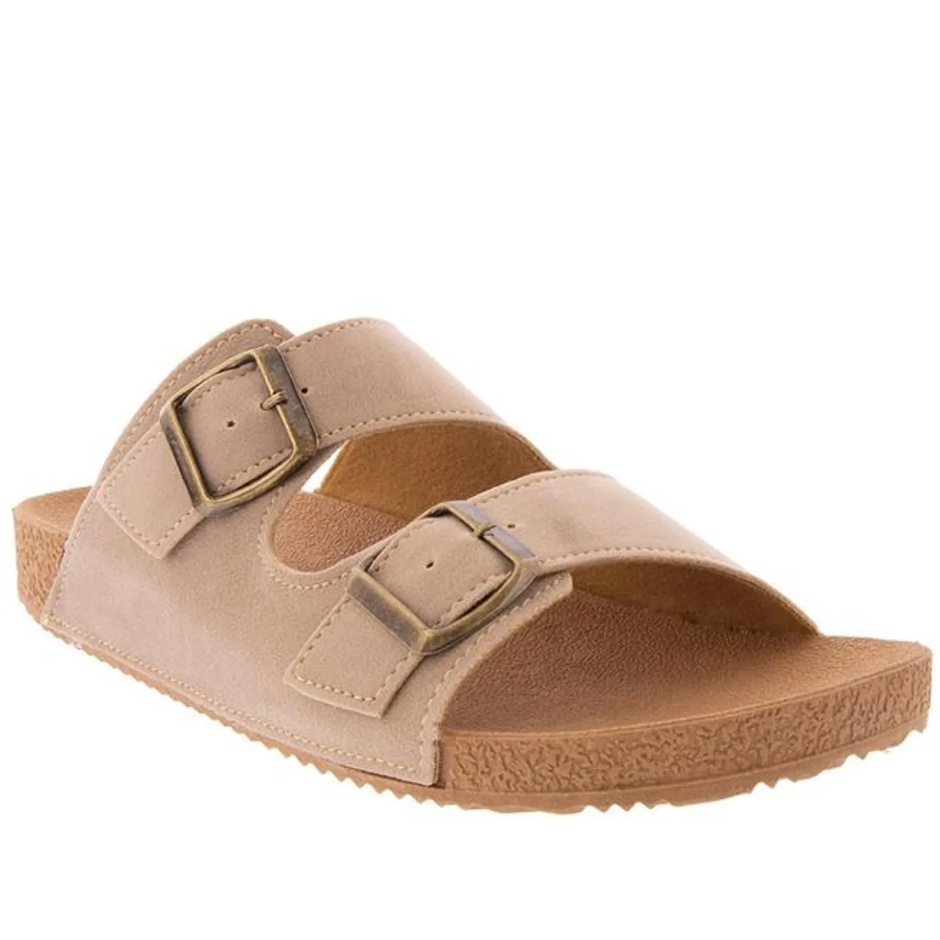 Sandália Mac & Jac Flatform Fivelas Camurça Bege