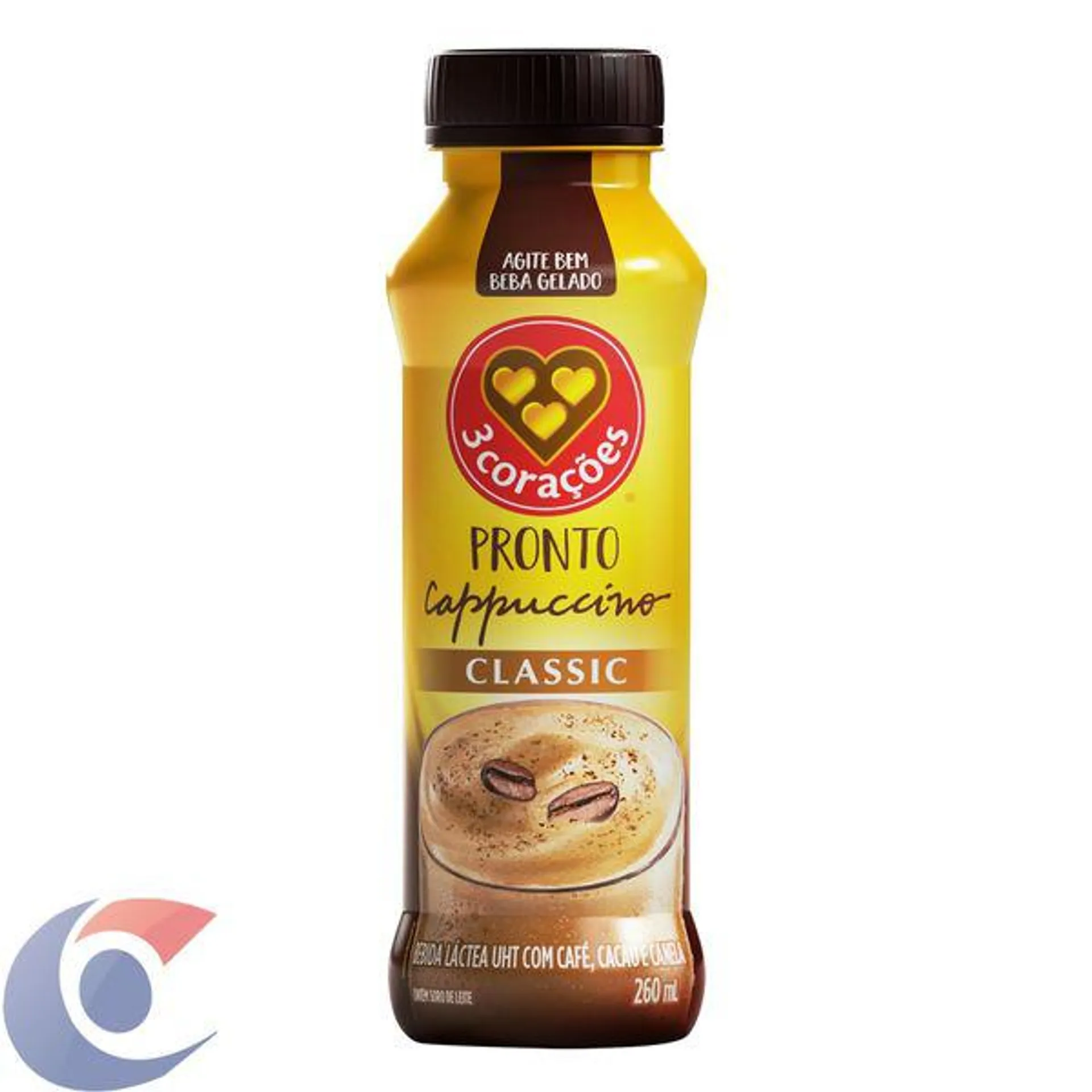 Bebida Láctea Uht Cappuccino Classic 3 Corações Frasco 260ml