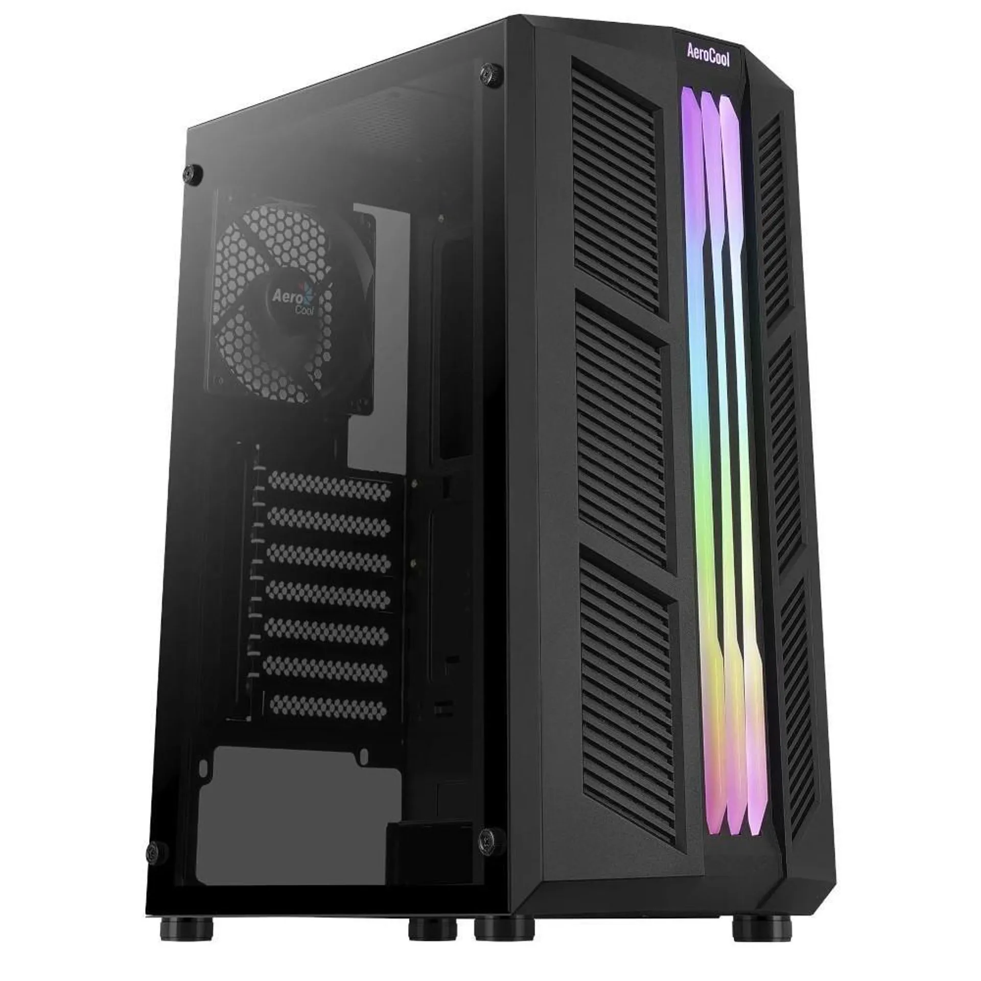 Gabinete Gamer Médio Torre Aerocool Prime Black RGB, Lateral Vidro Temperado