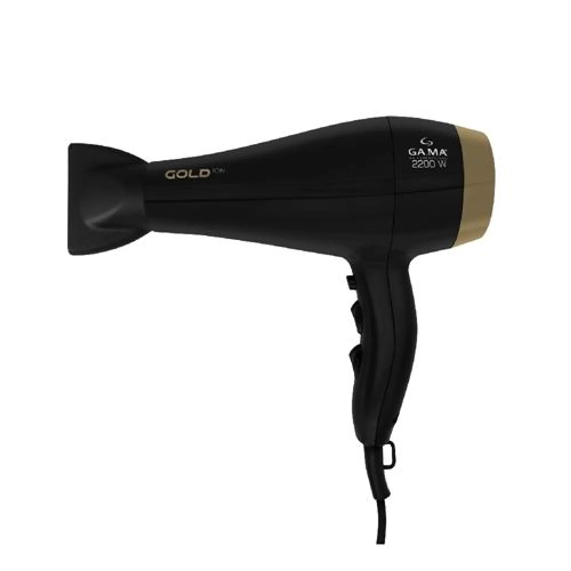 Secador de Cabelo Gama 2200W Gold Motor AC profissional 2 Velocidades Preto