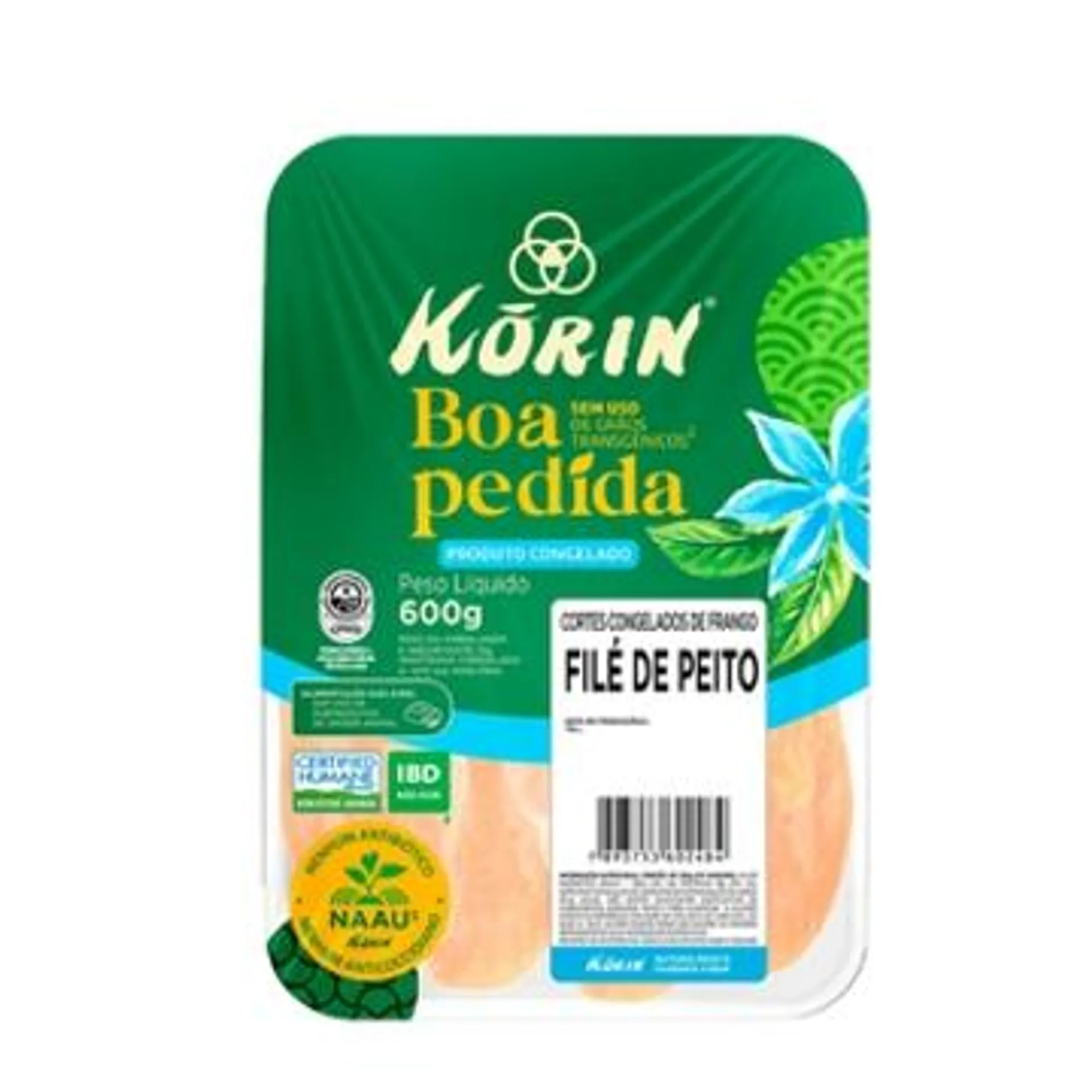 FILE PEITO FRANGO KORIN SEM TRANSGENICOS CONGELADO 600G