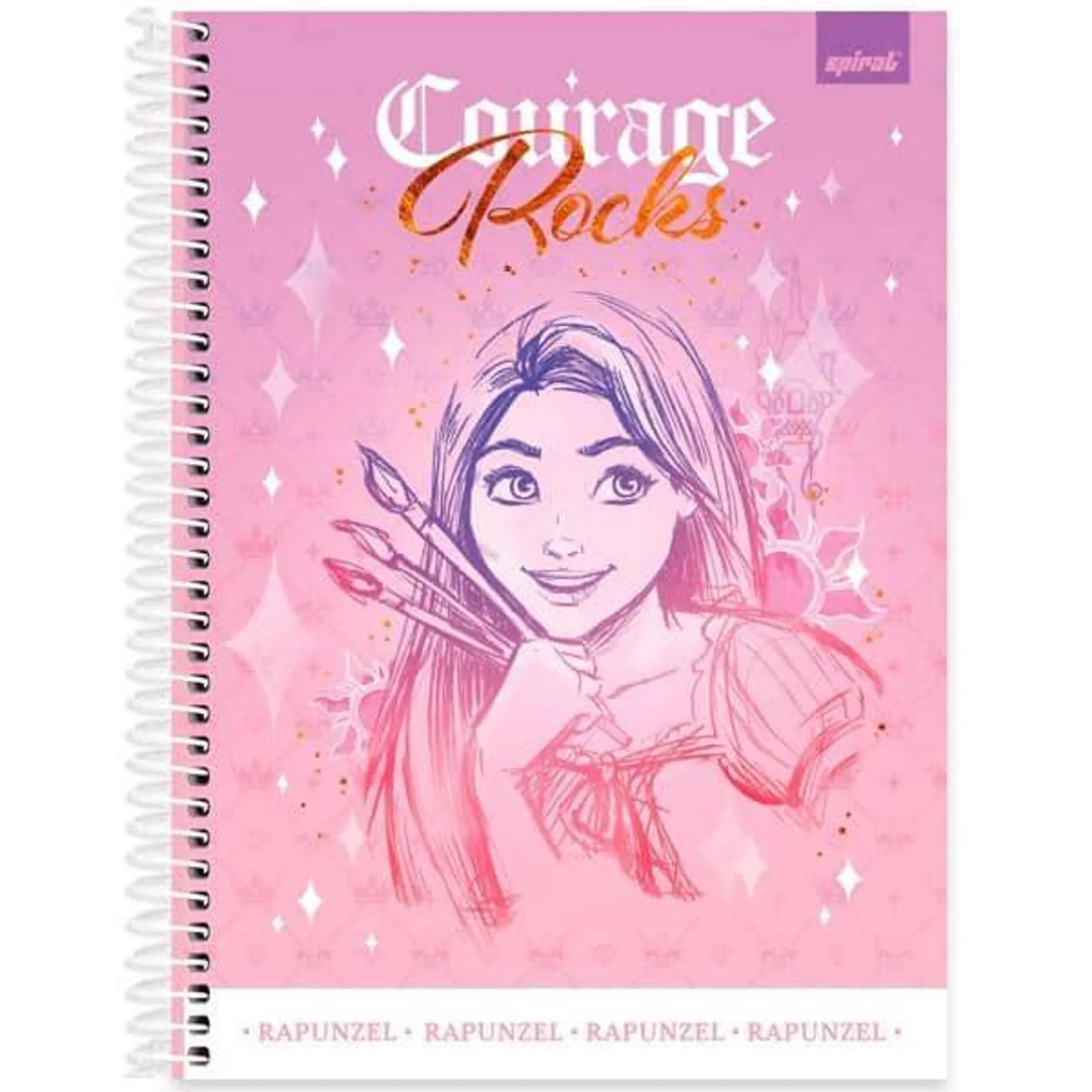 Caderno Universitário Capa Dura 1X1 80 Folhas Disney Princesas Rapunzel Spiral - PT 1 UN