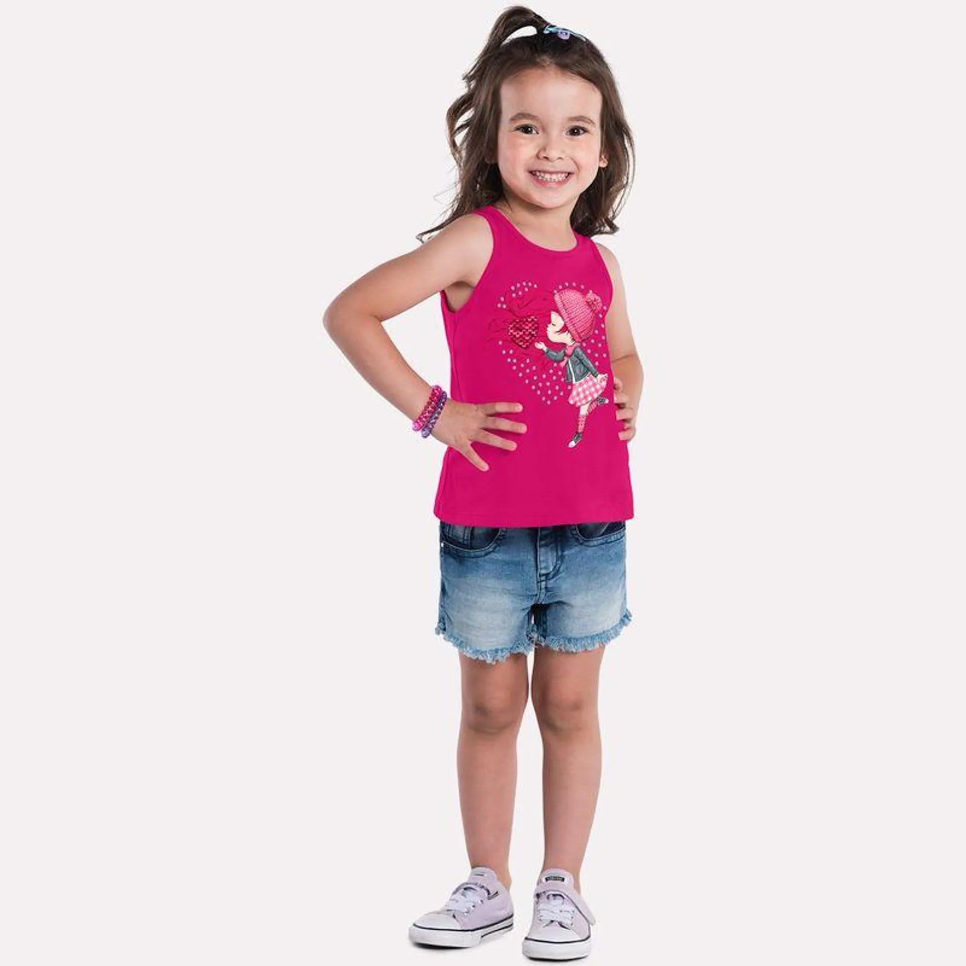 Regata Infantil Menina com Estampa e Glitter Kyly