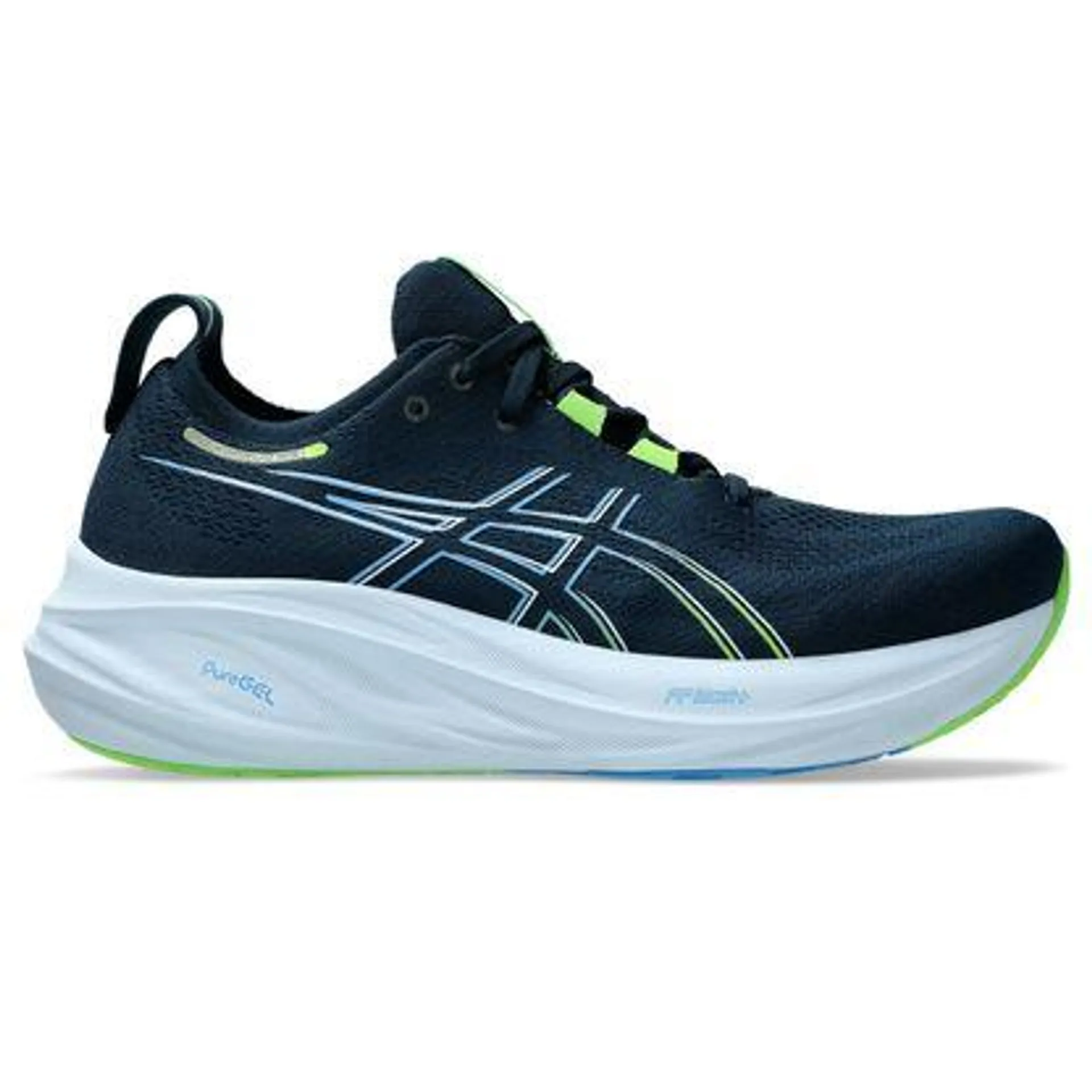 Tênis ASICS GEL-Nimbus 26 - Masculino - Azul Marinho com Azul e Verde