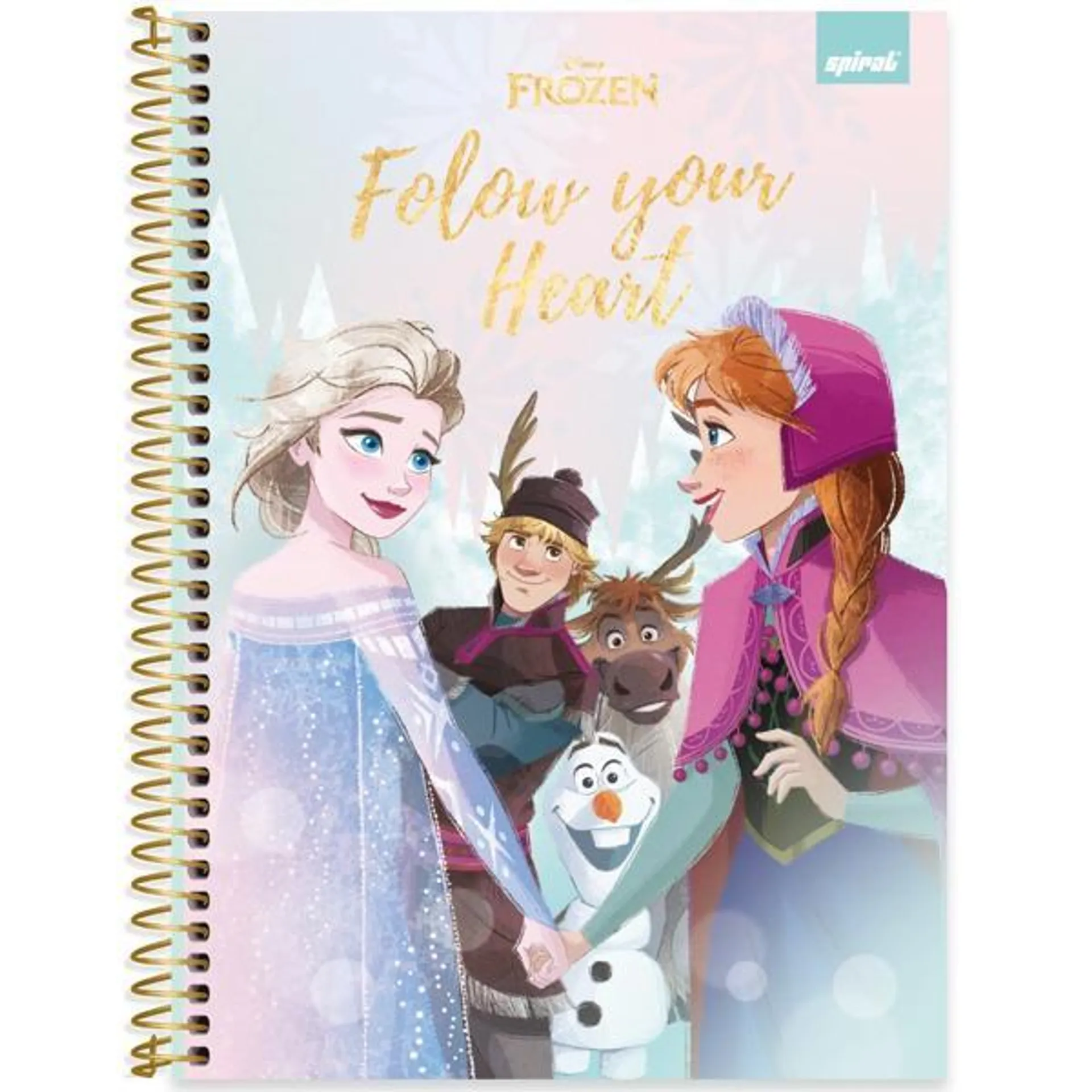 Caderno Universitário Capa Dura 1X1 80 Folhas Disney Frozen Spiral - PT 1 UN