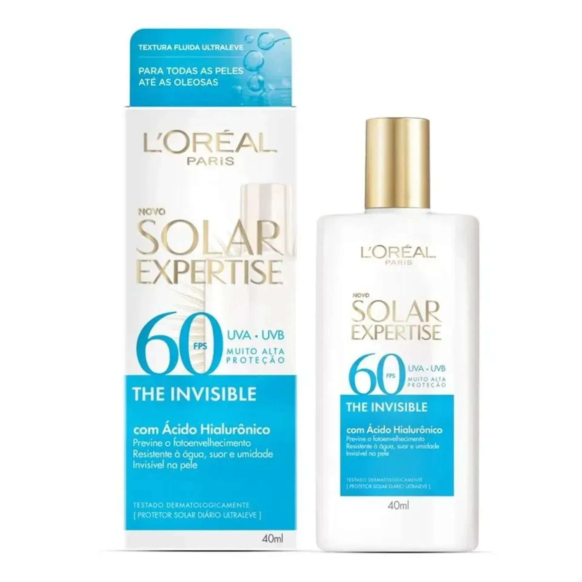 Protetor L’Oréal Facial Expertise Fluído Sem Cor FPS60 40 G