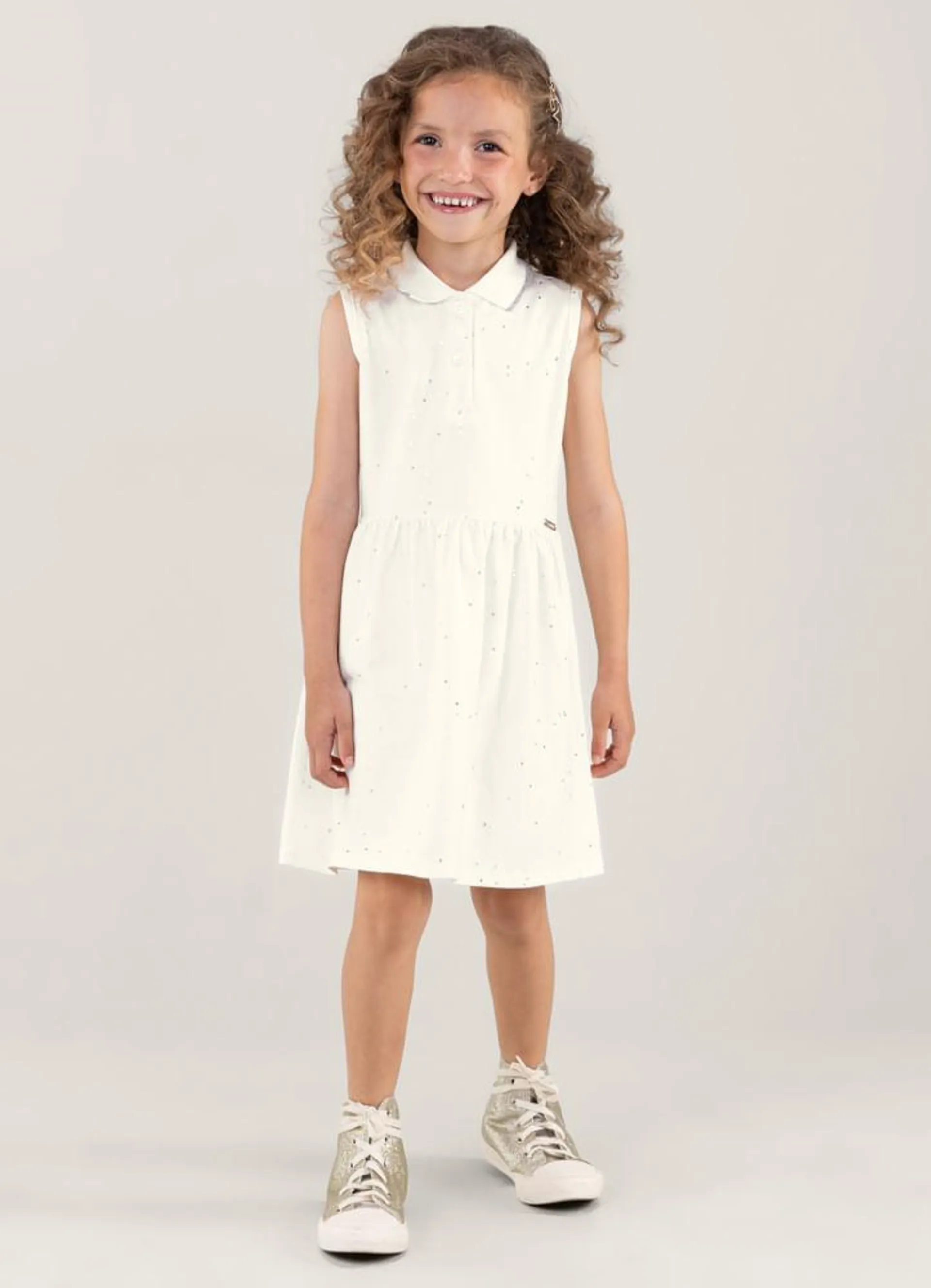 Vestido em cottom com retilinea infantil menina Brandili