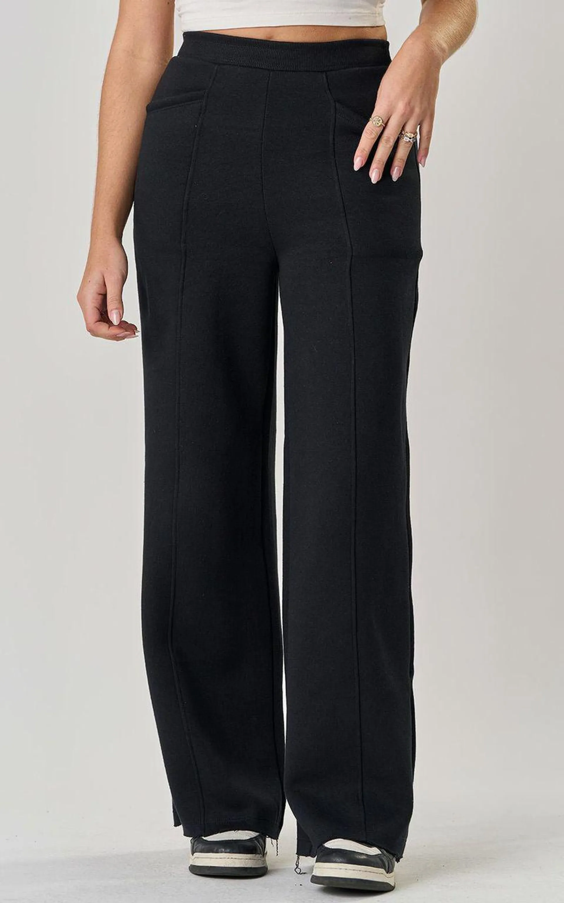 Calça wide leg moletom - PRETO