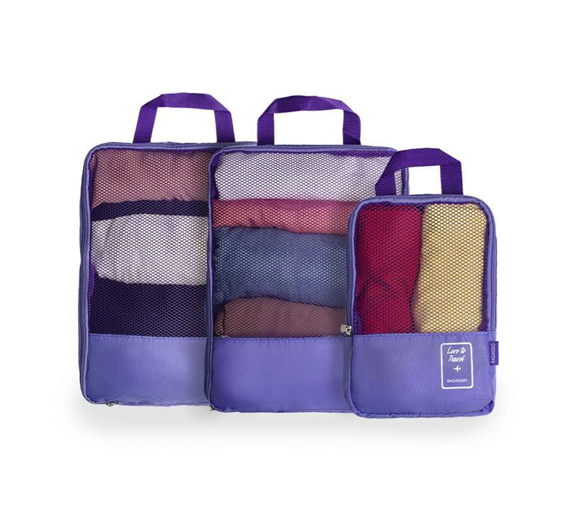 Kit Organizador de Mala 3 Peças Lilas