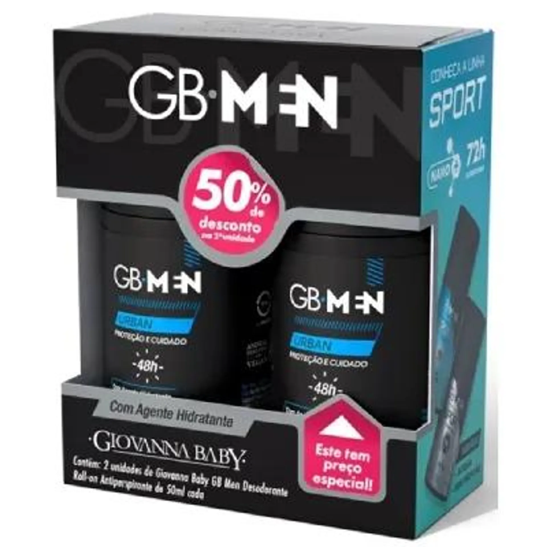 Kit Desodorante Giovanna Baby Men Roll On Urban 50% de Desconto na Segunda unidade