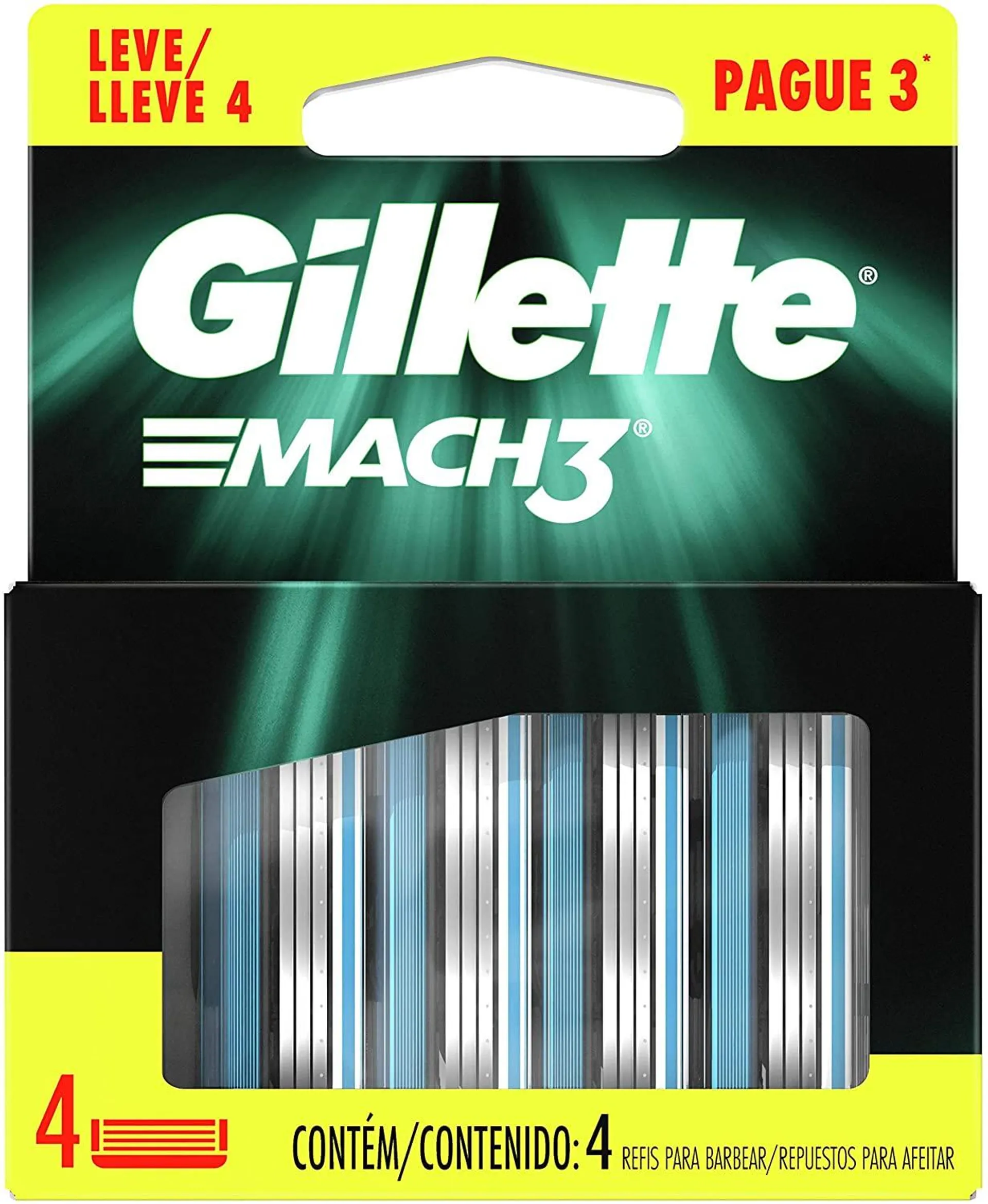 Carga Gillette Mach 3 Leve 4 Pague 3 C/ 4 Unid.