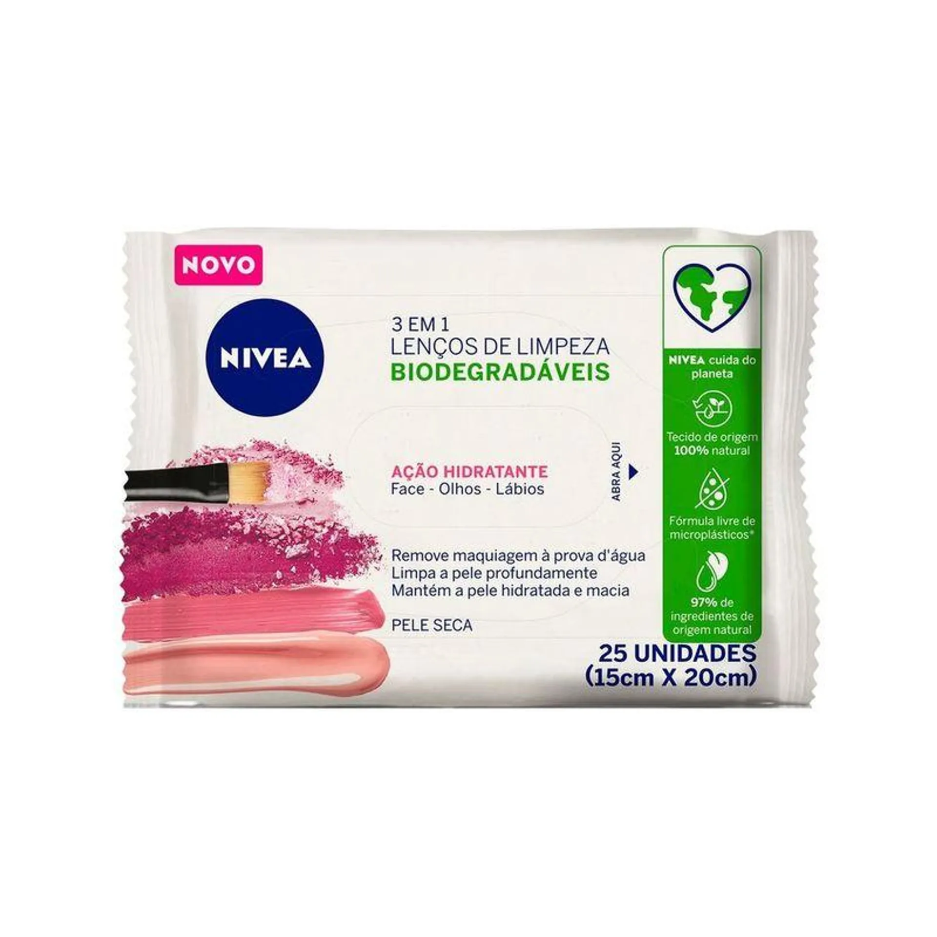 NIVEA Lenço de Limpeza Demaquilante Ação Hidratante 3 em 1 25 un.