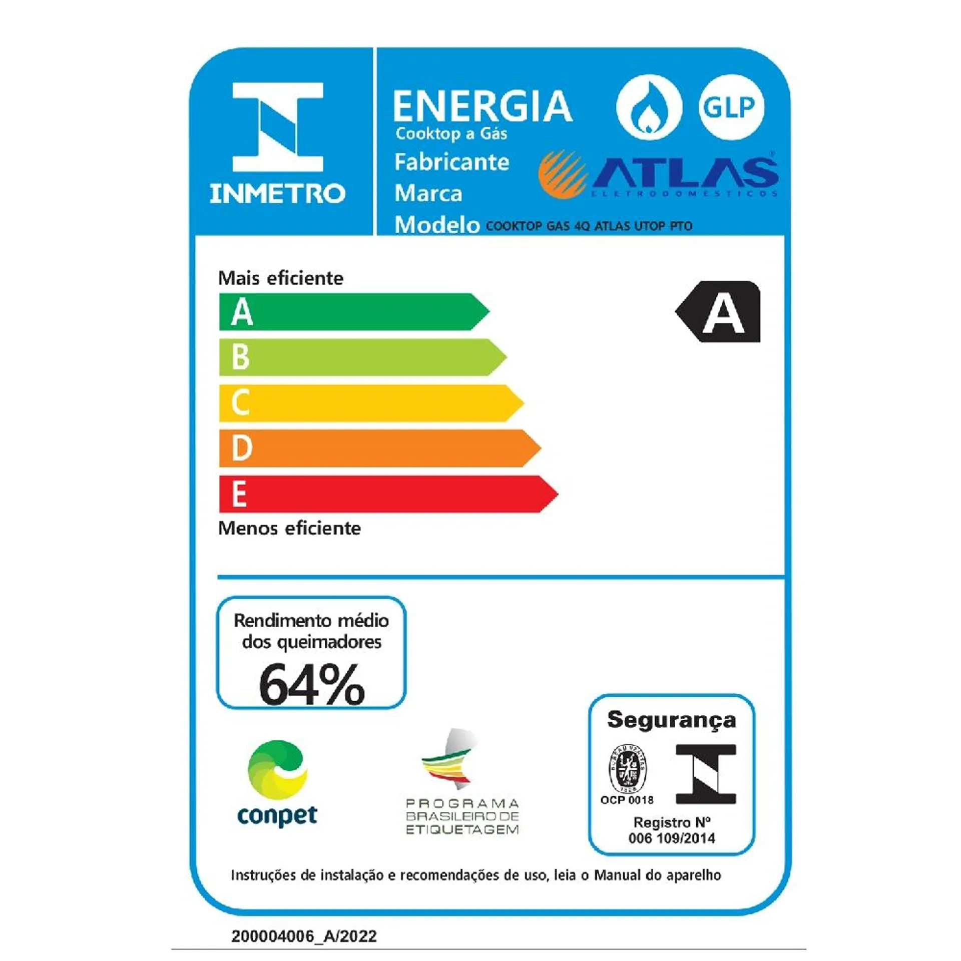 Cooktop 4 Bocas com Mesa de Vidro UTop Atlas