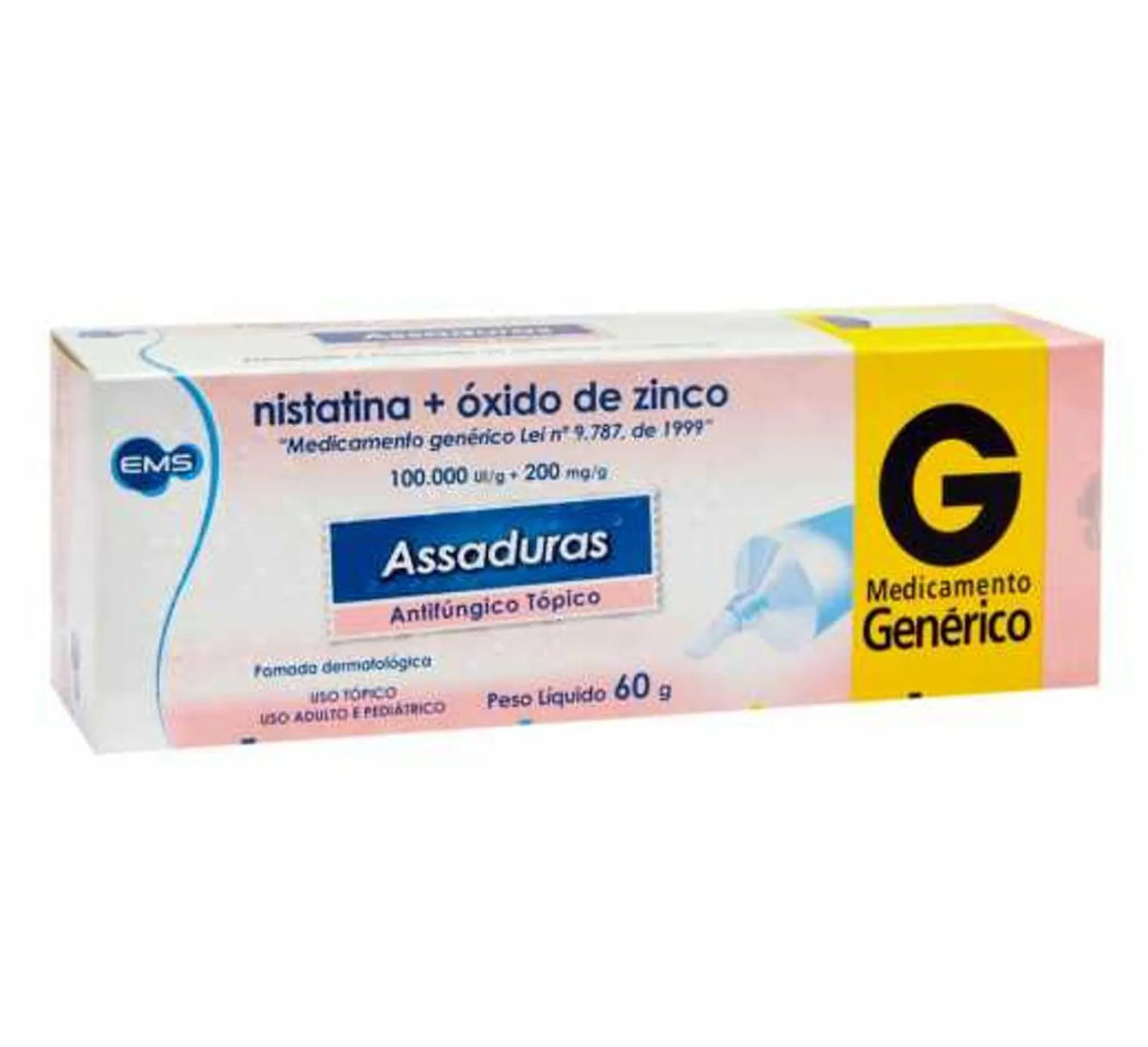 Pomada Contra Assadura EMS Nistatina+Óxido de Zinco Medicamento Genérico 60 g