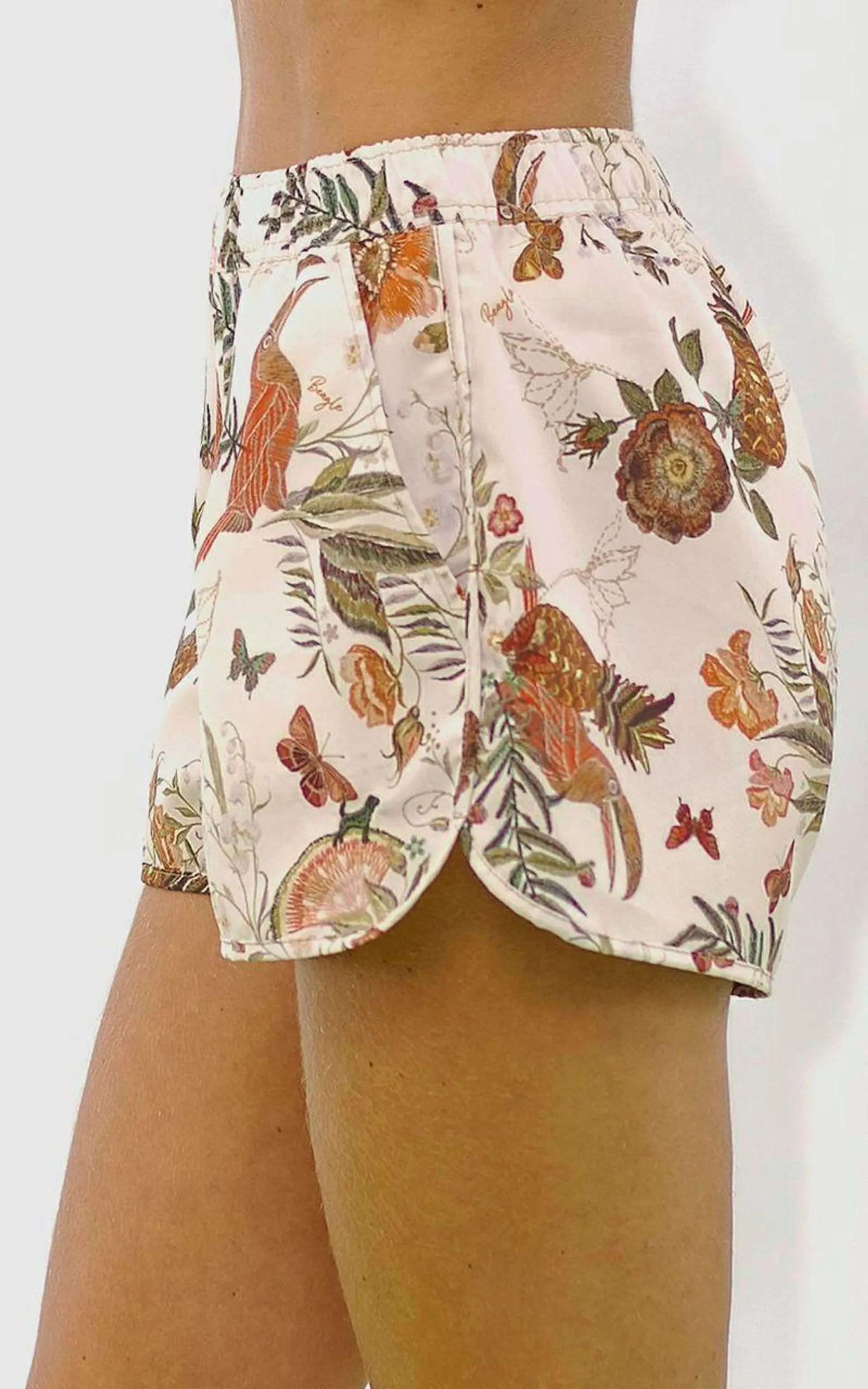 Beach Shorts estampado feminino - FLORESTA BORDADA