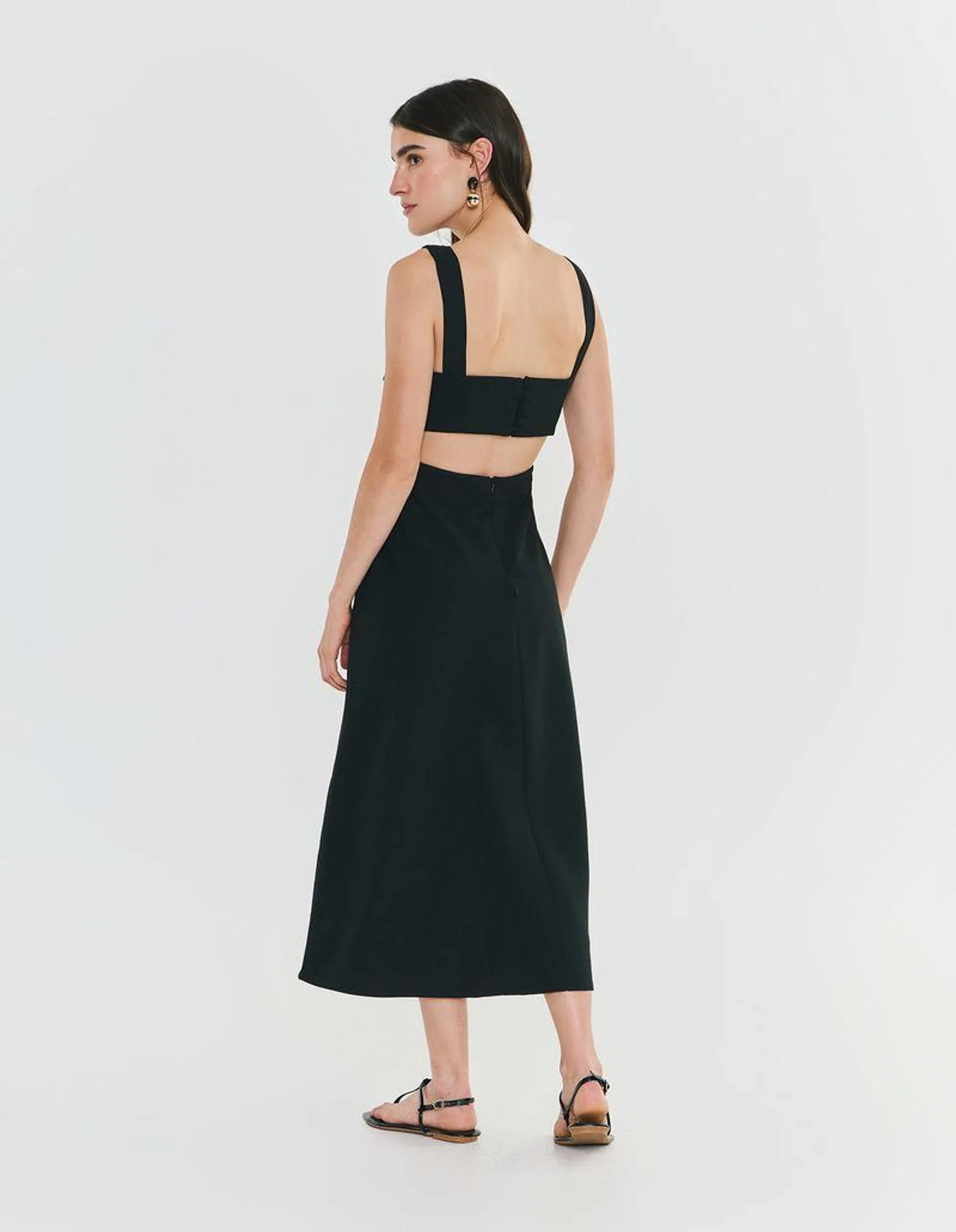 Vestido Midi Alcas - Preto