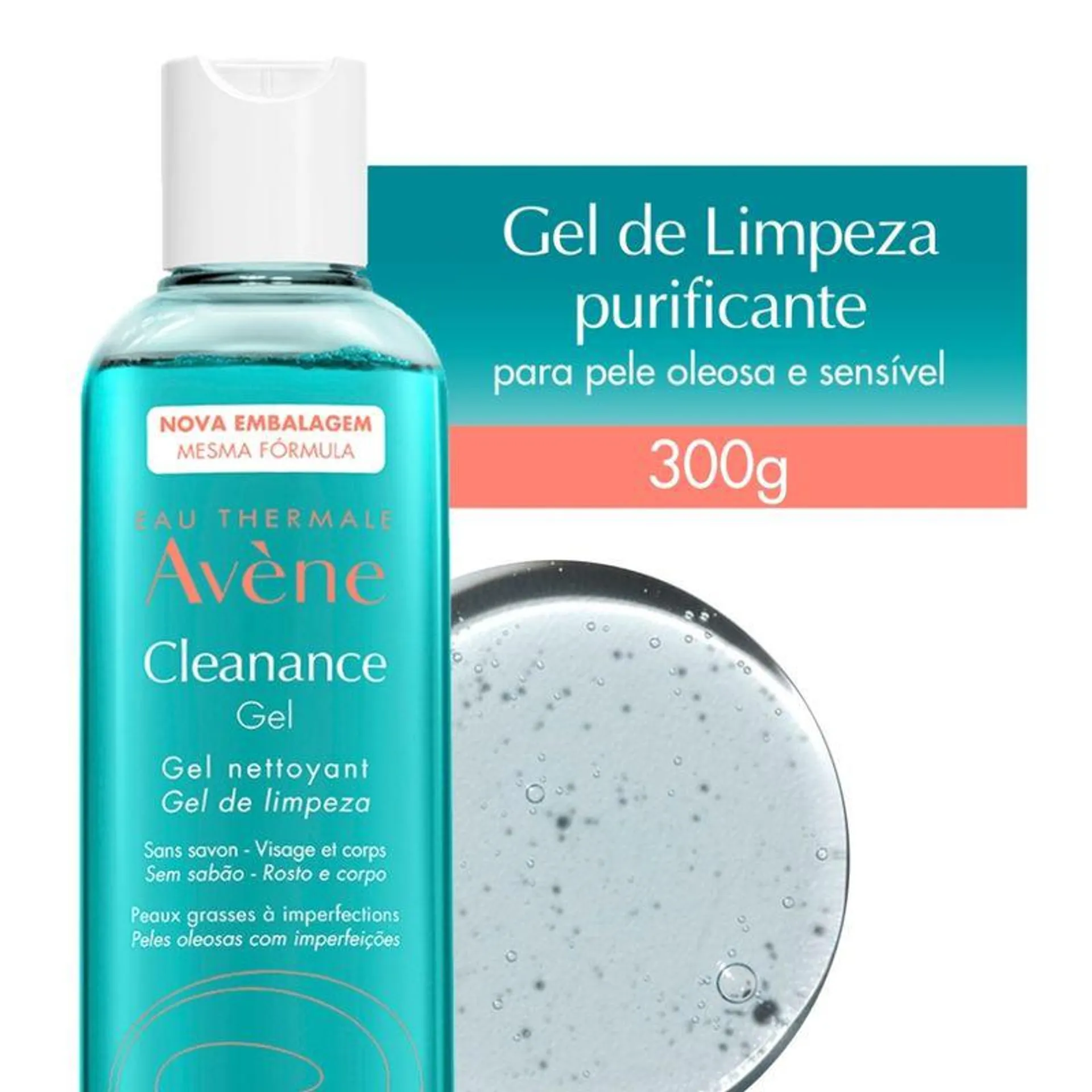 Gel de Limpeza Profunda Avène Cleanance Pele Oleosa E Sensível 300g