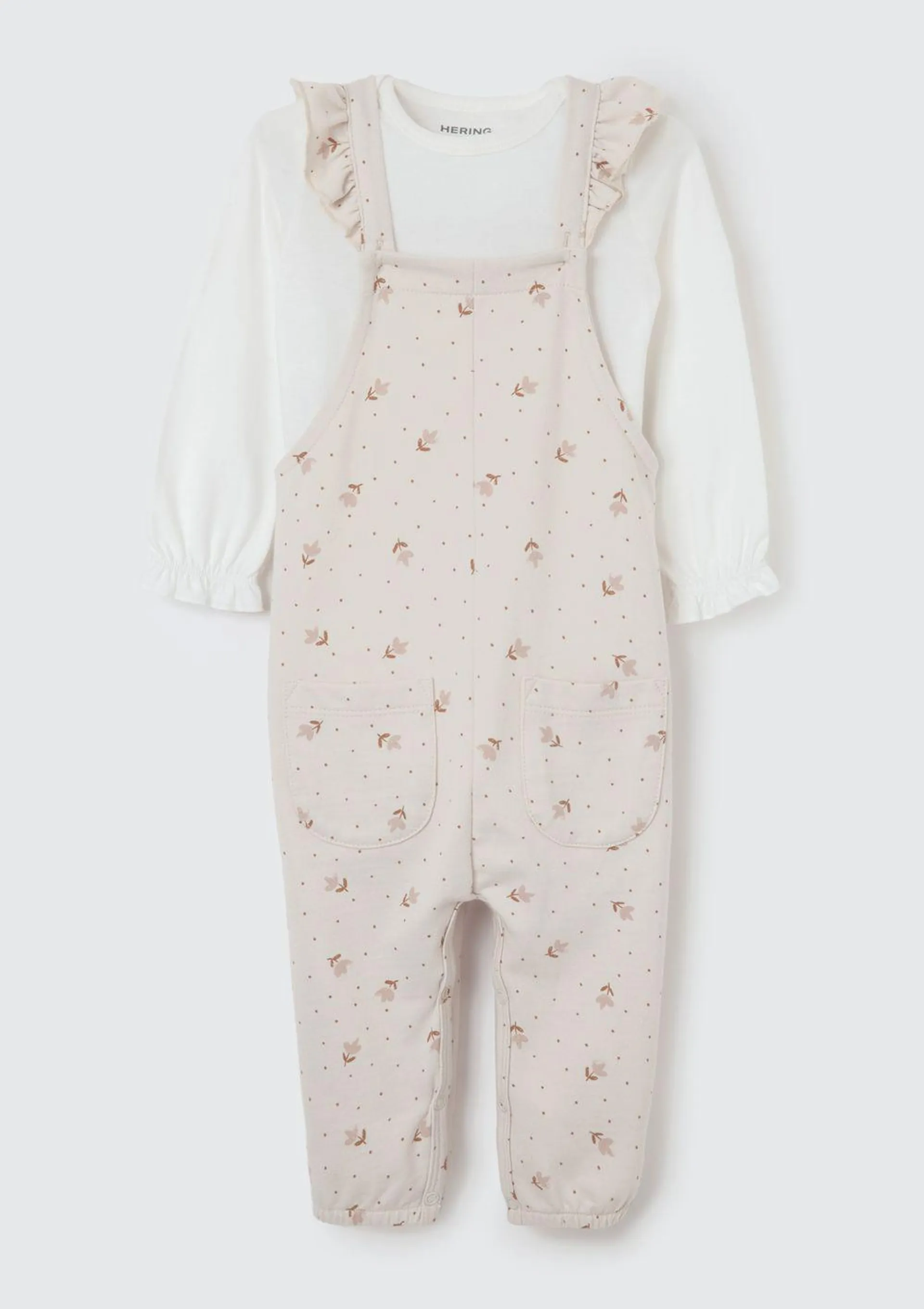 Conjunto Bebê Menina Body E Macacão Em Moletom Peluciado - Off White