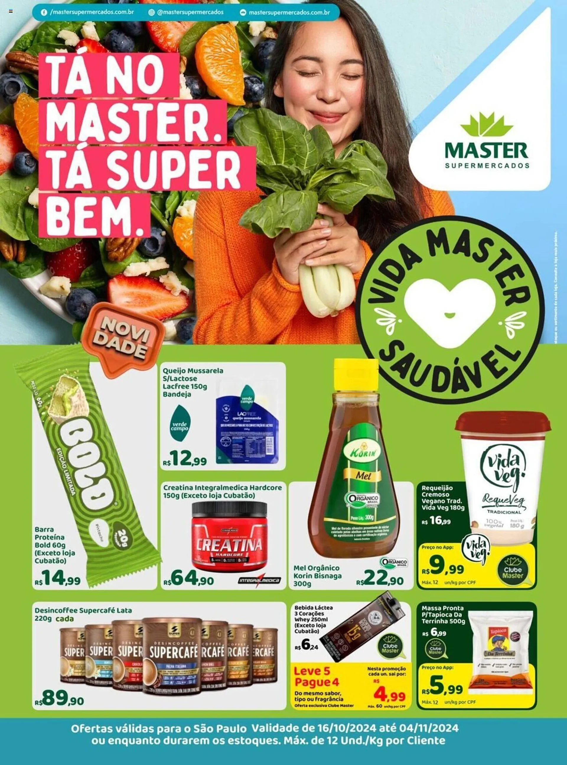 Encarte de Catálogo Master Supermercados 16 de outubro até 4 de novembro 2024 - Pagina 1