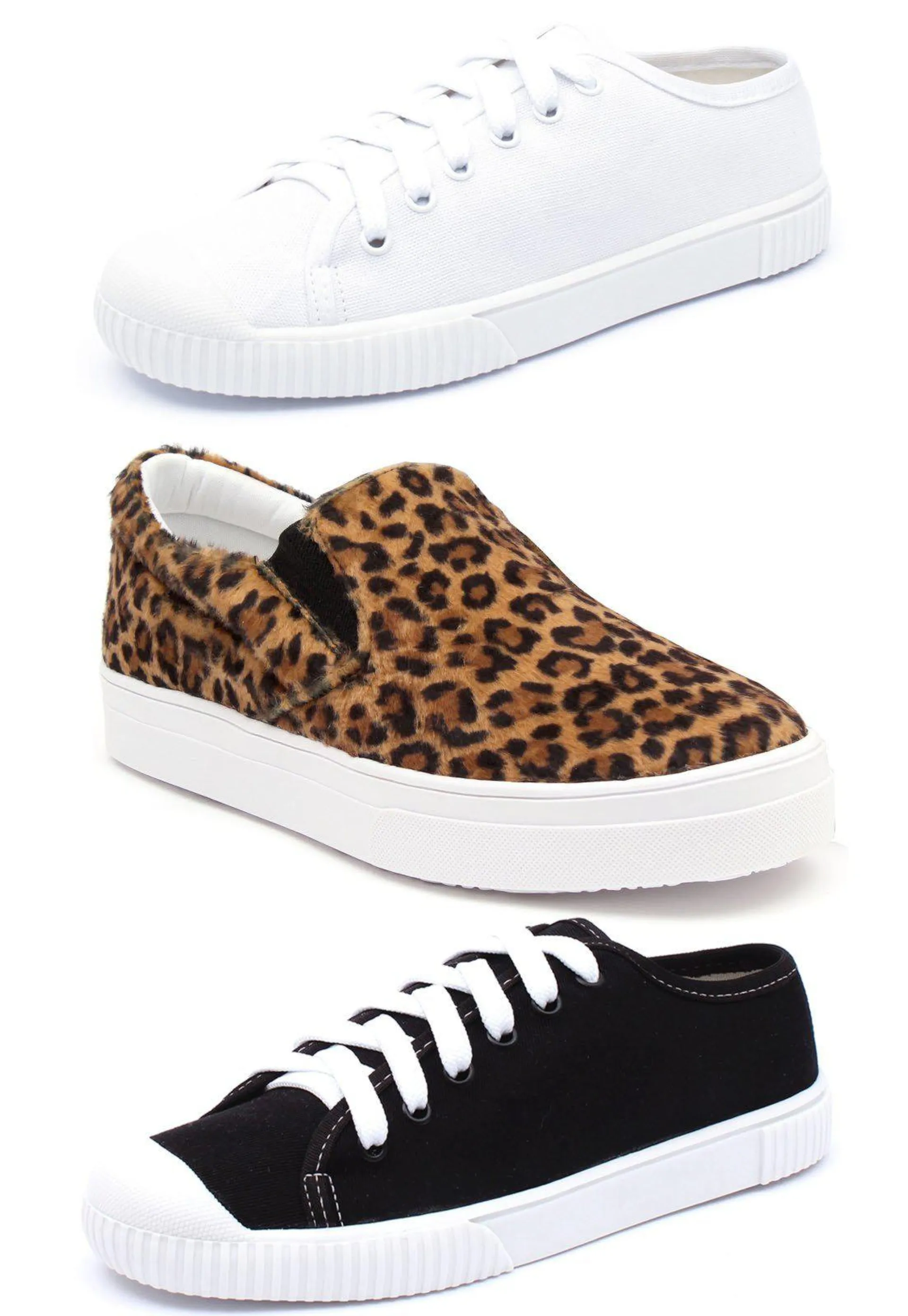 Kit 3 Pares Tênis Casual JL SHOES Branco Onça Preto