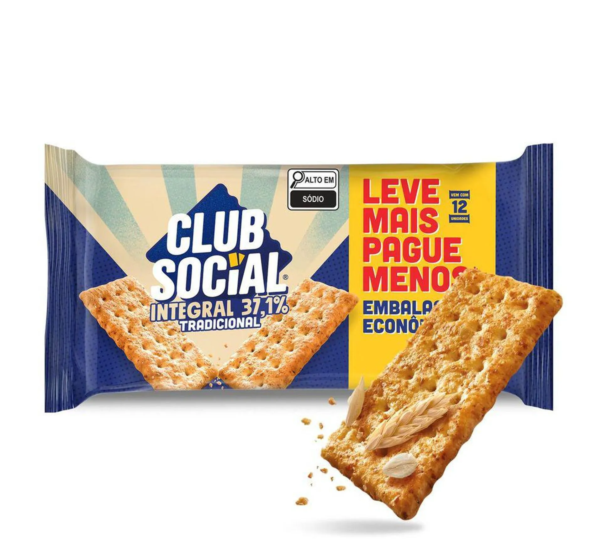 Biscoito Salgado Club Social integral embalagem econômica 288g