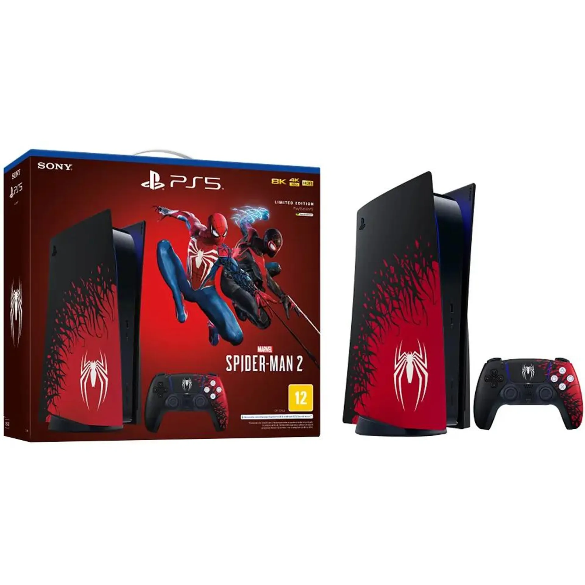 Console Playstation 5 825GB SSD + Marvel Spider Man 2 - Preto/Vermelho - Bivolt