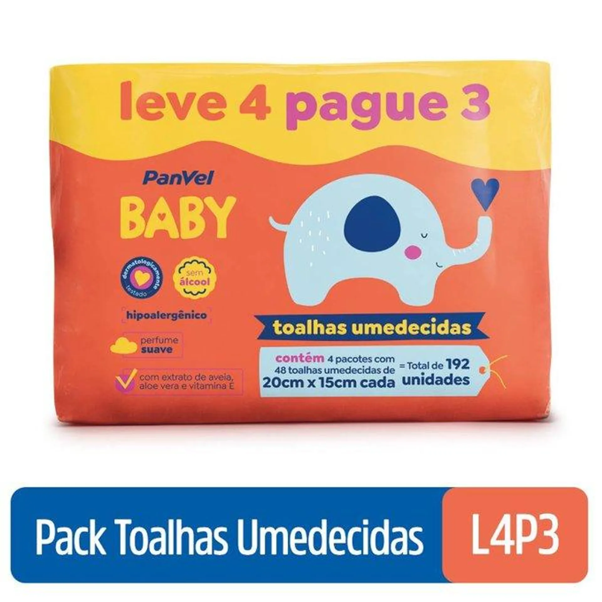 Lenços Umedecidos Panvel Baby Leve 4 Pague 3 - 48 Unidades Cada