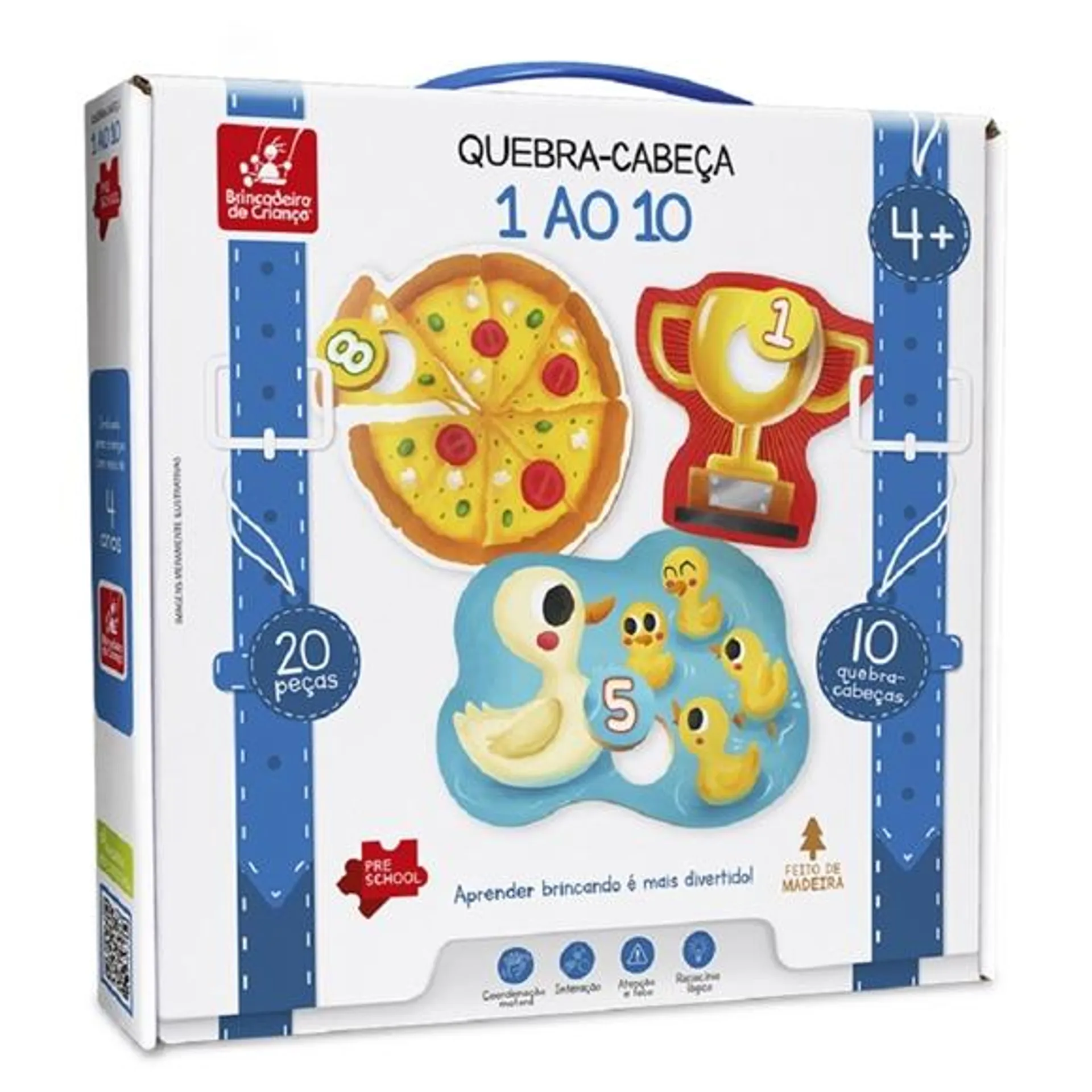 jogo quebra cabeça de madeira pre school numerais de 1 ao 10 20 pcs brincadeira de criança