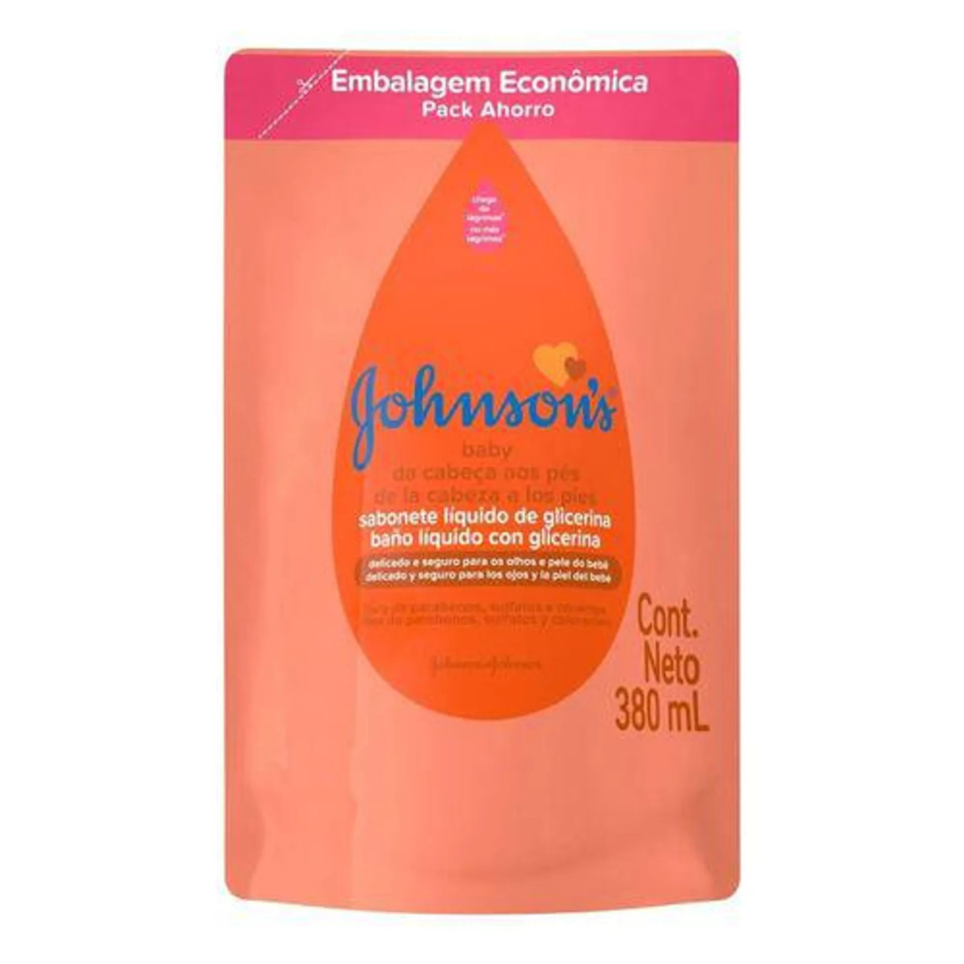 Sabonete Líquido de Glicerina Johnson's Baby da Cabeça aos Pés Refil 380ml