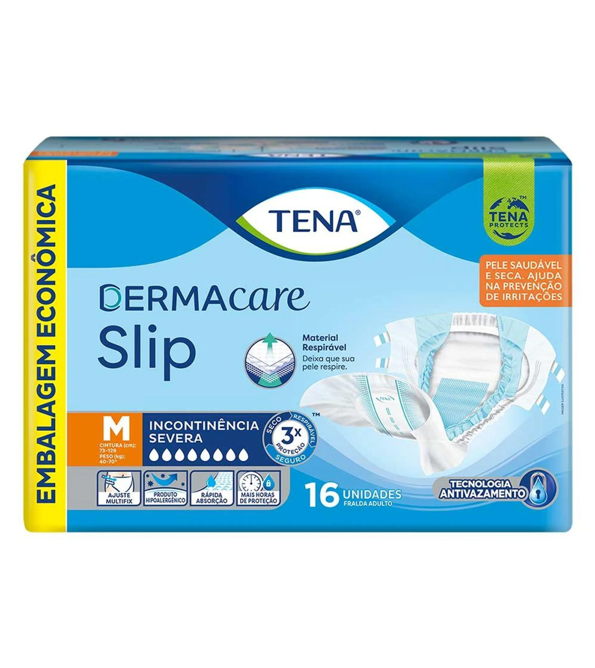 Fralda Geriatrica Tena Slip Dermacare M 16 Unidades