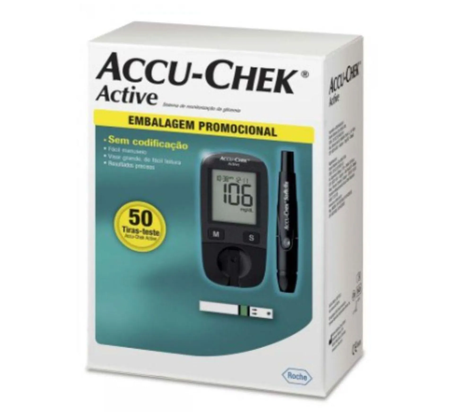 Kit para Controle de Glicemia Accu Chek Active + 50 Tiras