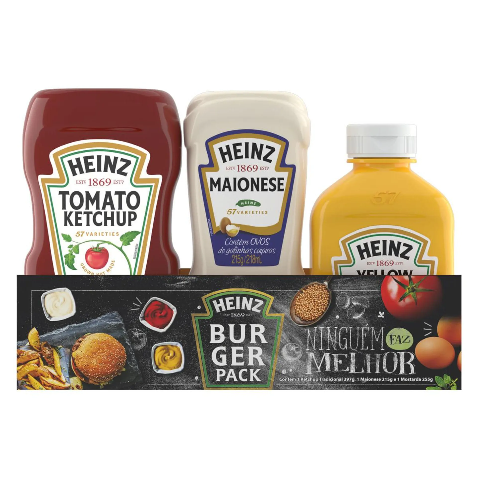 Kit Burger Heinz Ketchup Tradicional 397g + Maionese 215g + Mostarda 255g