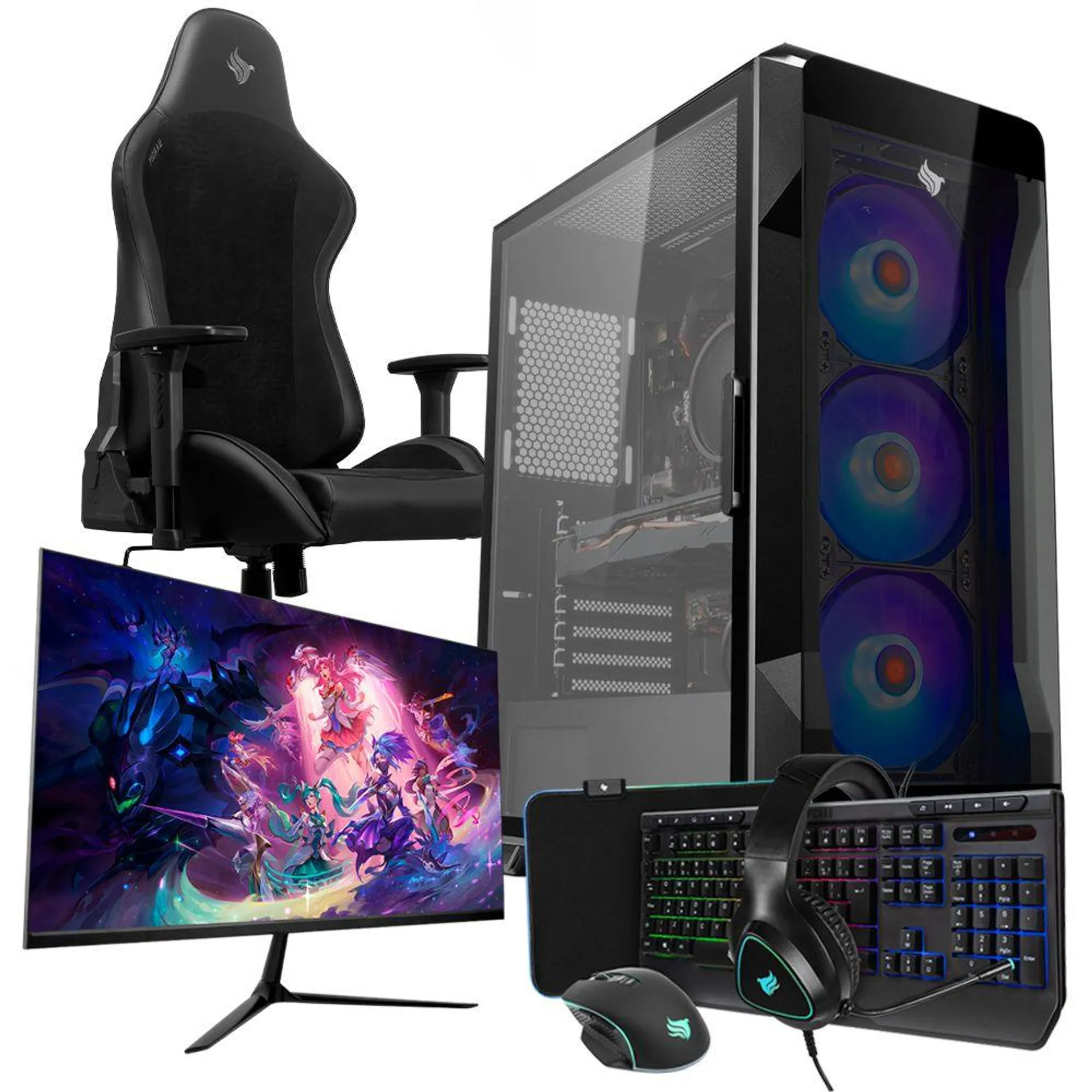 Computador Completo Pichau Gamer Ísis, AMD Ryzen 5 5500, GeForce RTX 4060 8GB, 16GB DDR4, SSD M.2 480GB + Cadeira Gamer + Monitor 27 + Kit Periféricos