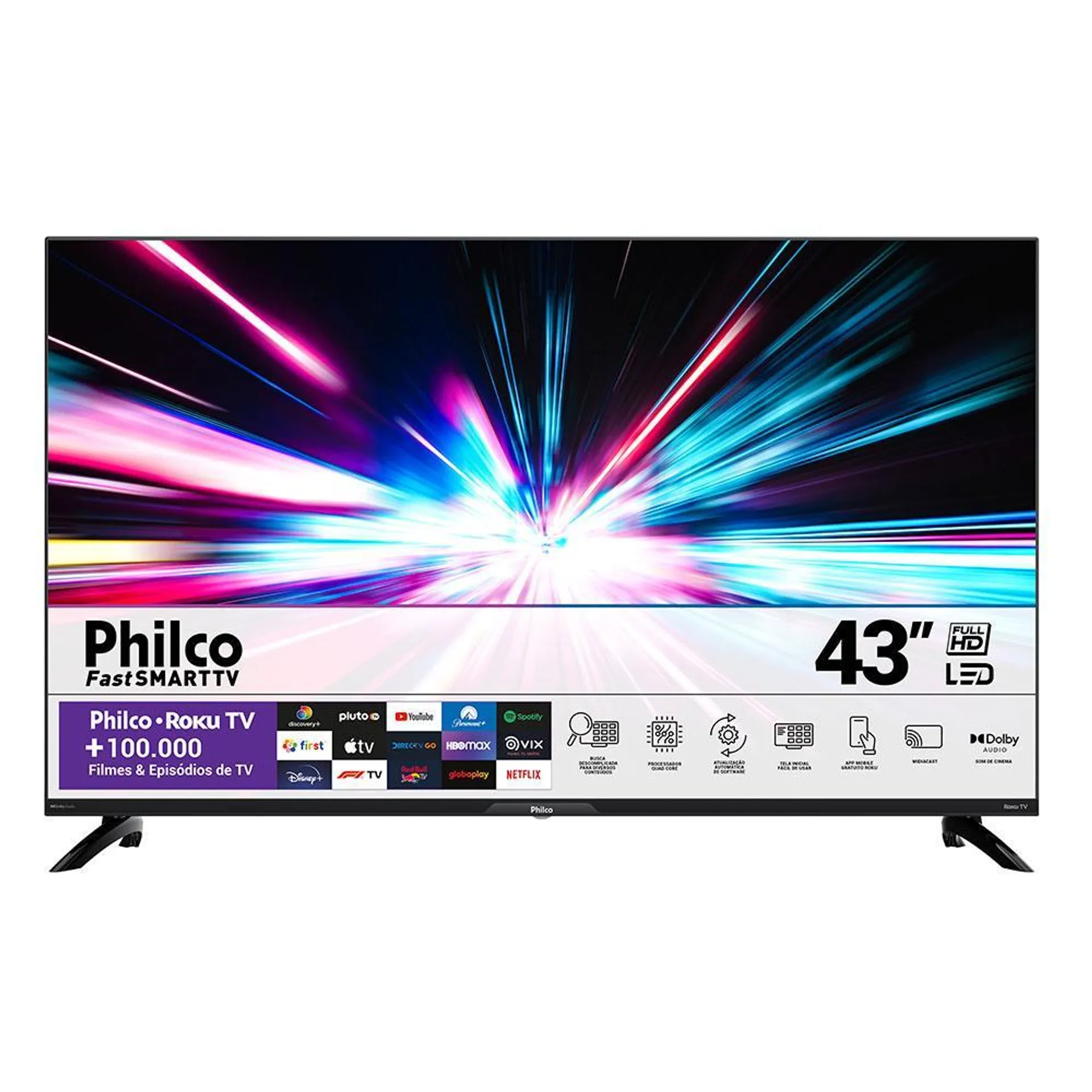 Smart TV 43" HDMI Roku TV Quad Core Philco