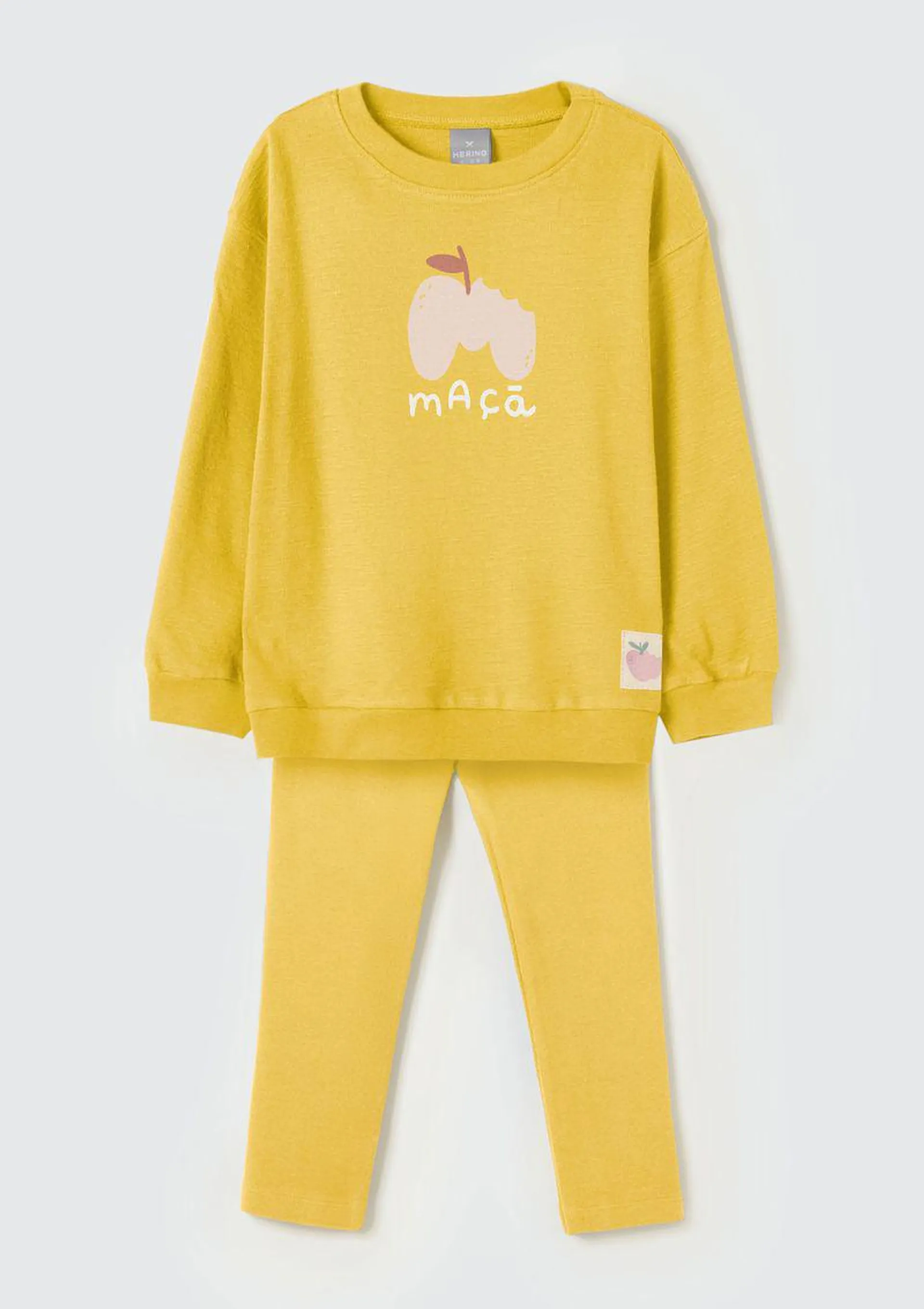 Conjunto Infantil Menina Toddler Com Estampa - Amarelo