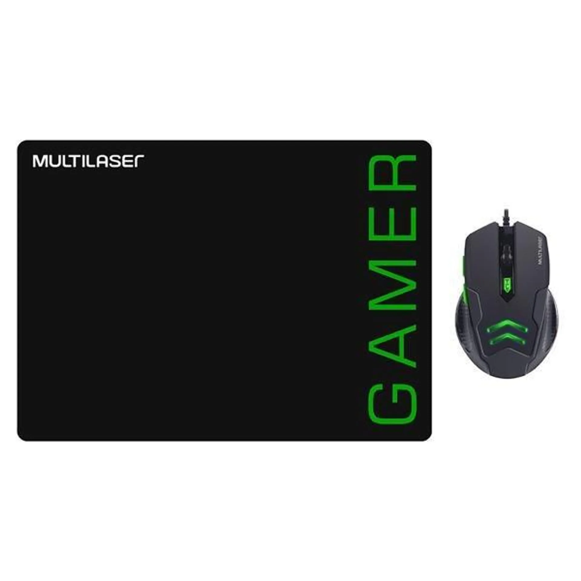 Mouse Gamer com fio USB 3200dpi + Mouse Pad verde Multi - CX 1 UN