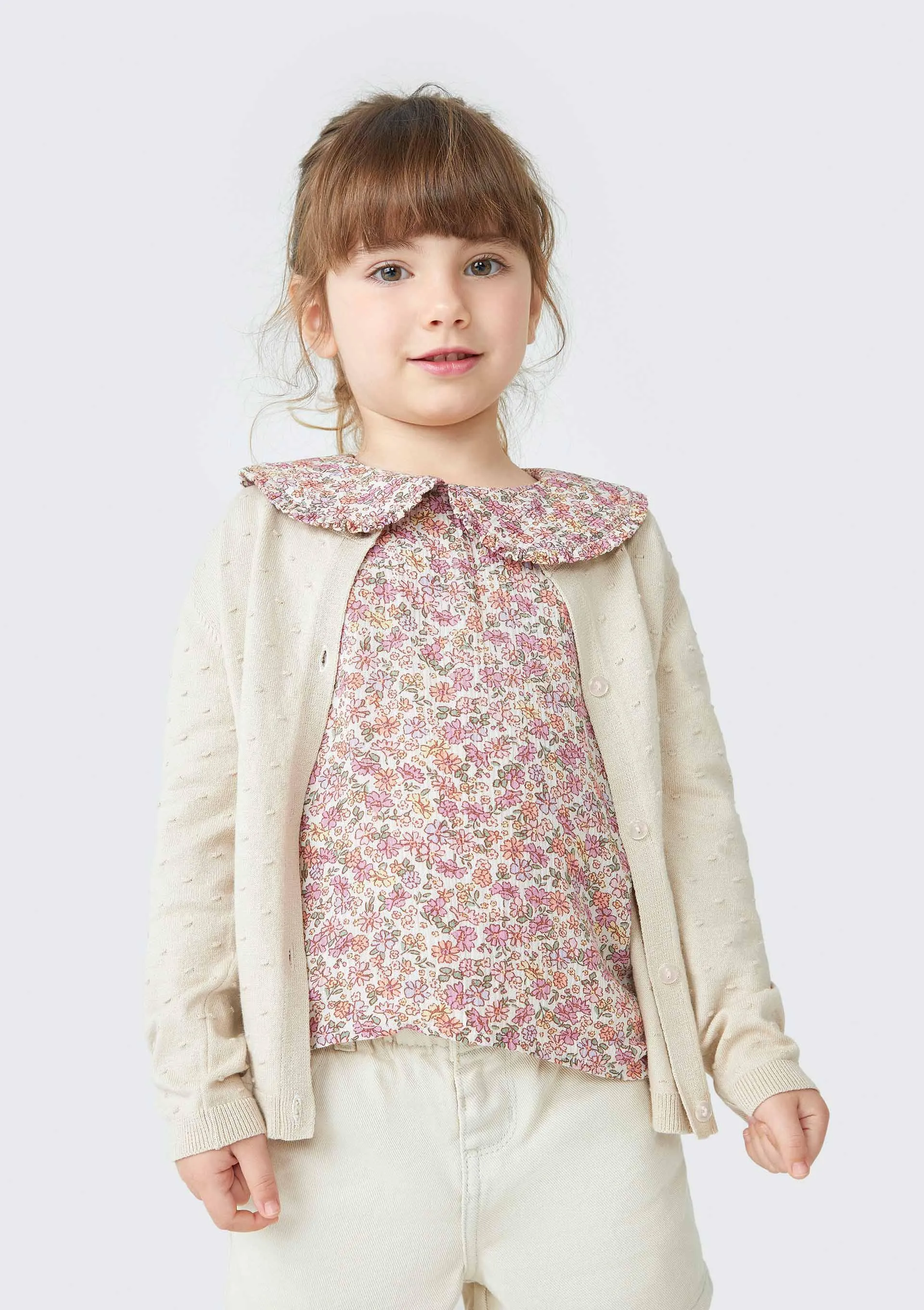 Cardigan Infantil Menina Toddler Em Tricô - Bege