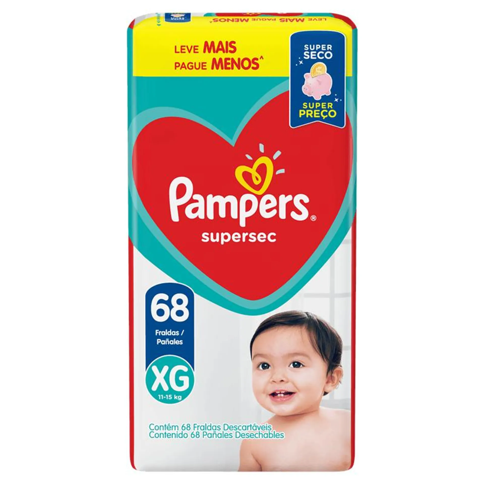 Fralda Pampers Supersec XG - 68 unidades