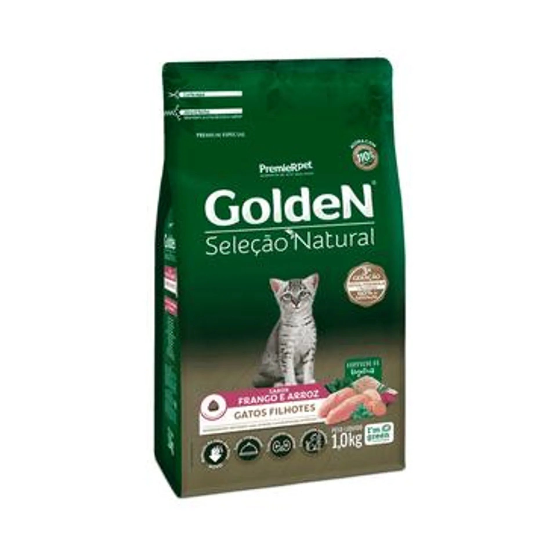 Ração Golden Seleção Natural Gatos Filhotes Frango e Arroz 1 kg