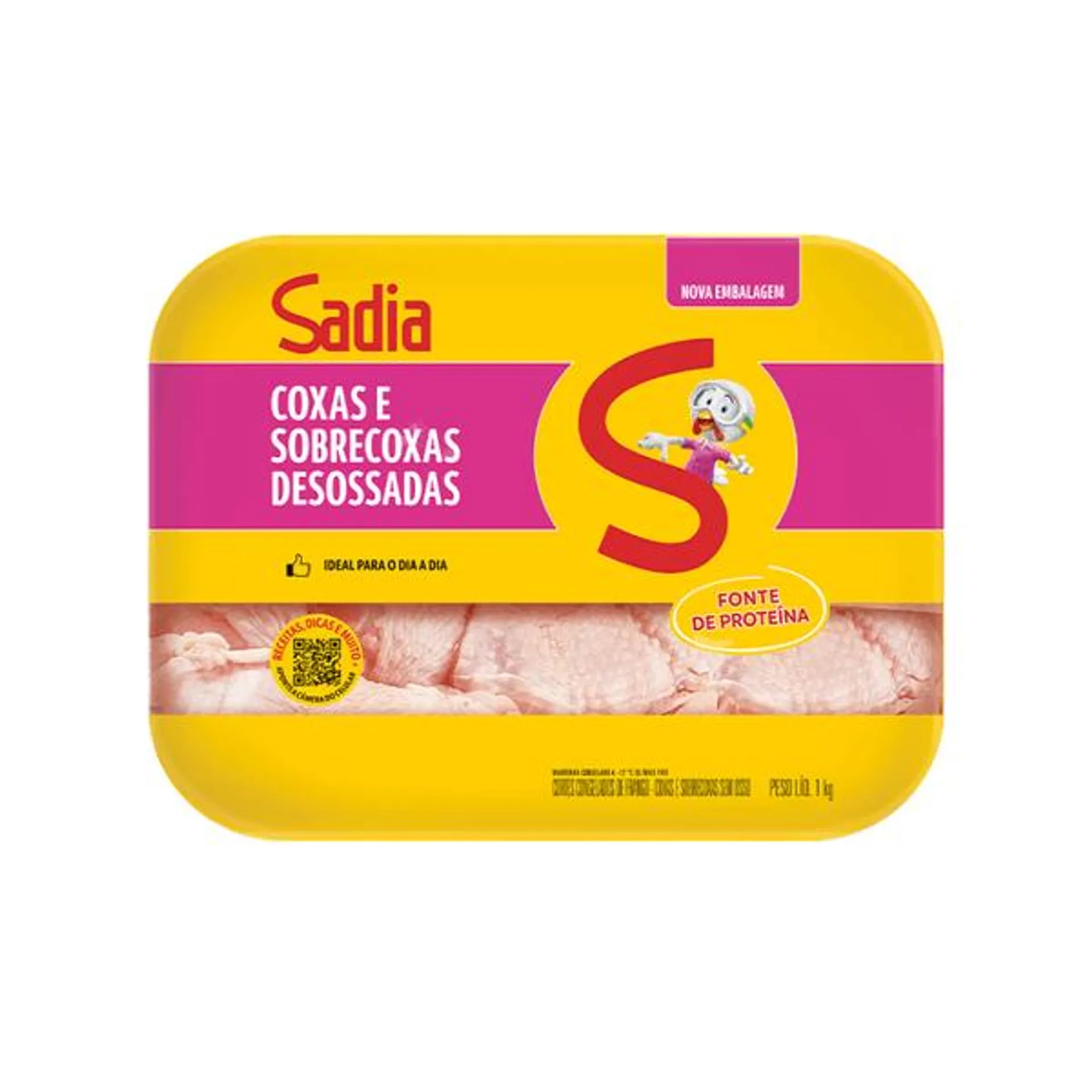 Coxa com sobrecoxa de Frango sem Osso Sadia Bandeja 1kg