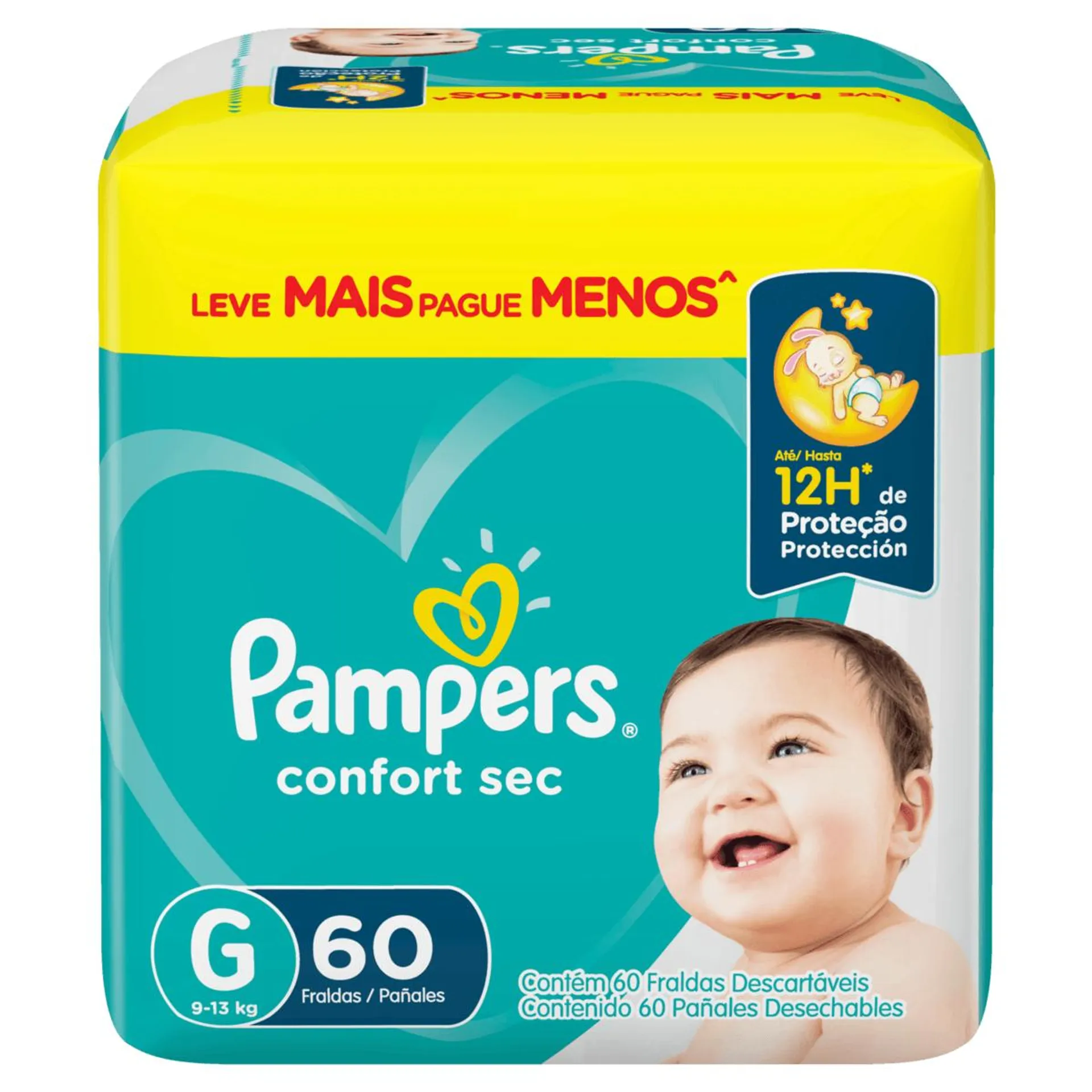 Fralda Pampers Confort Sec G - 60 unidades